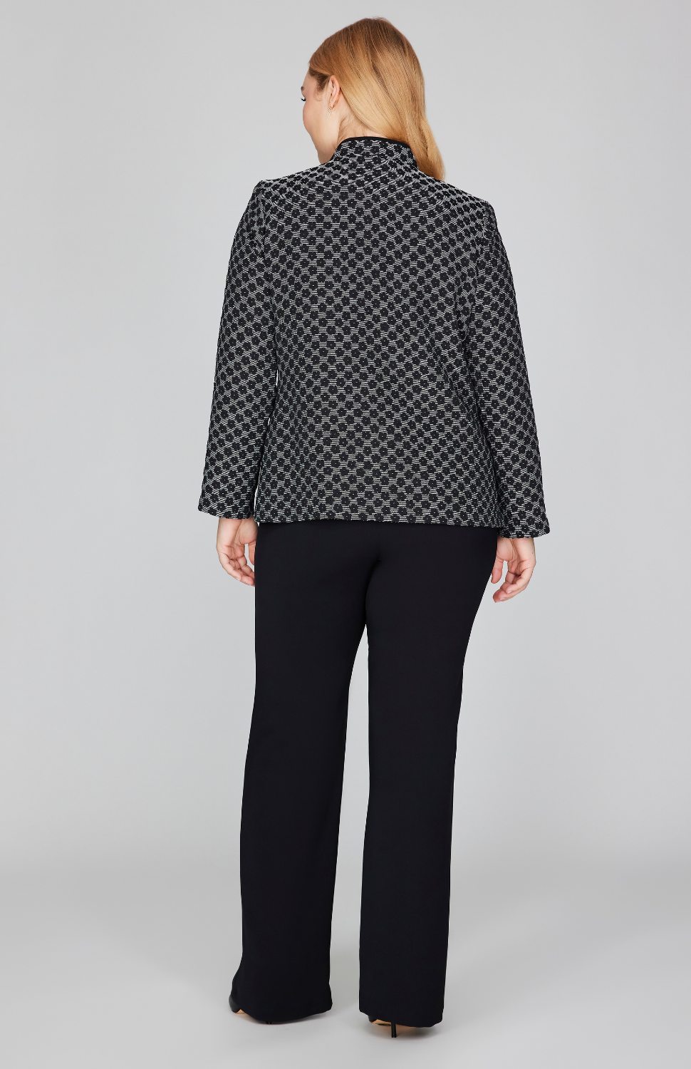 Textured Floral Jacquard Mandarin Collar Jacket