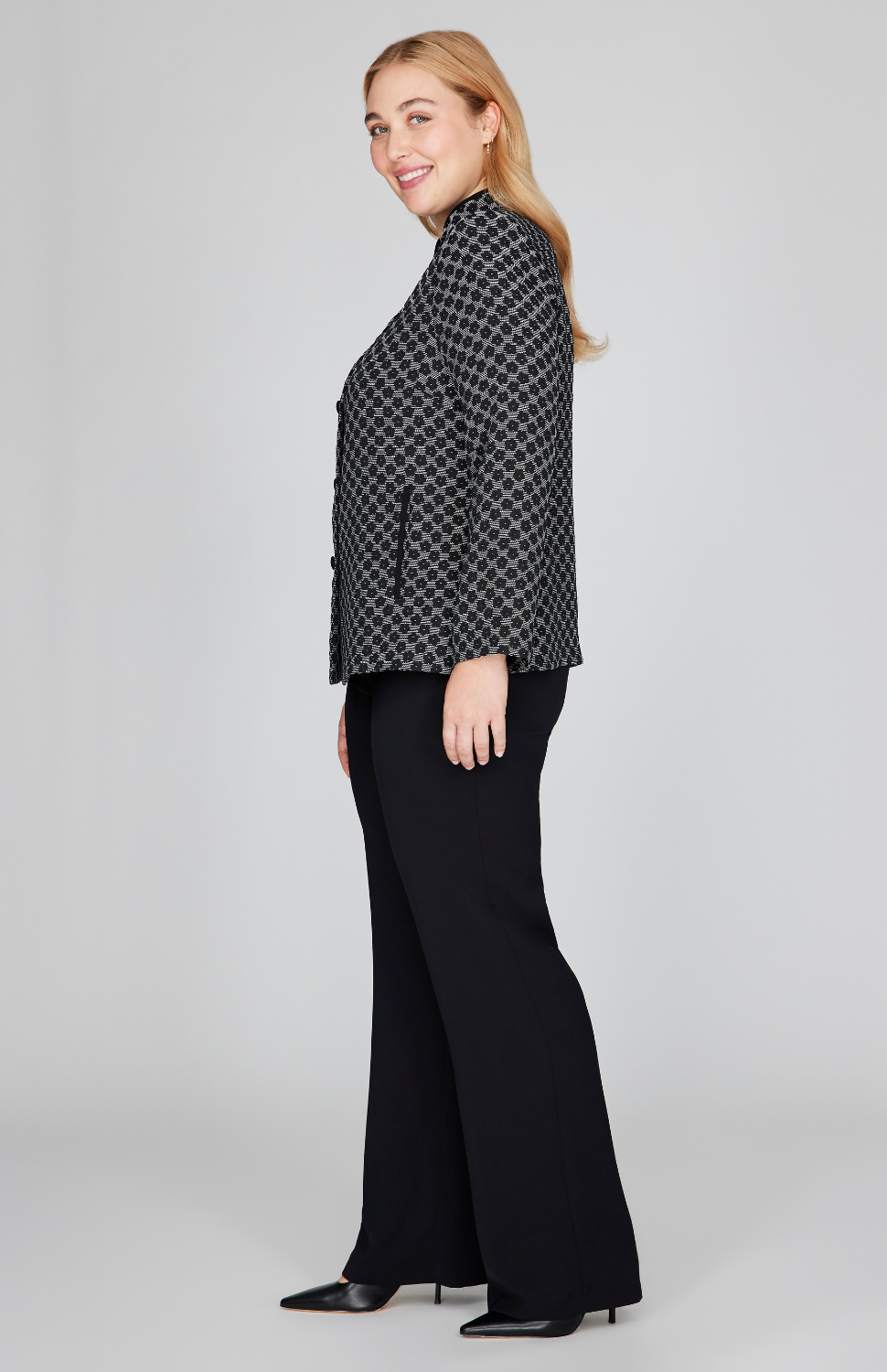 Textured Floral Jacquard Mandarin Collar Jacket
