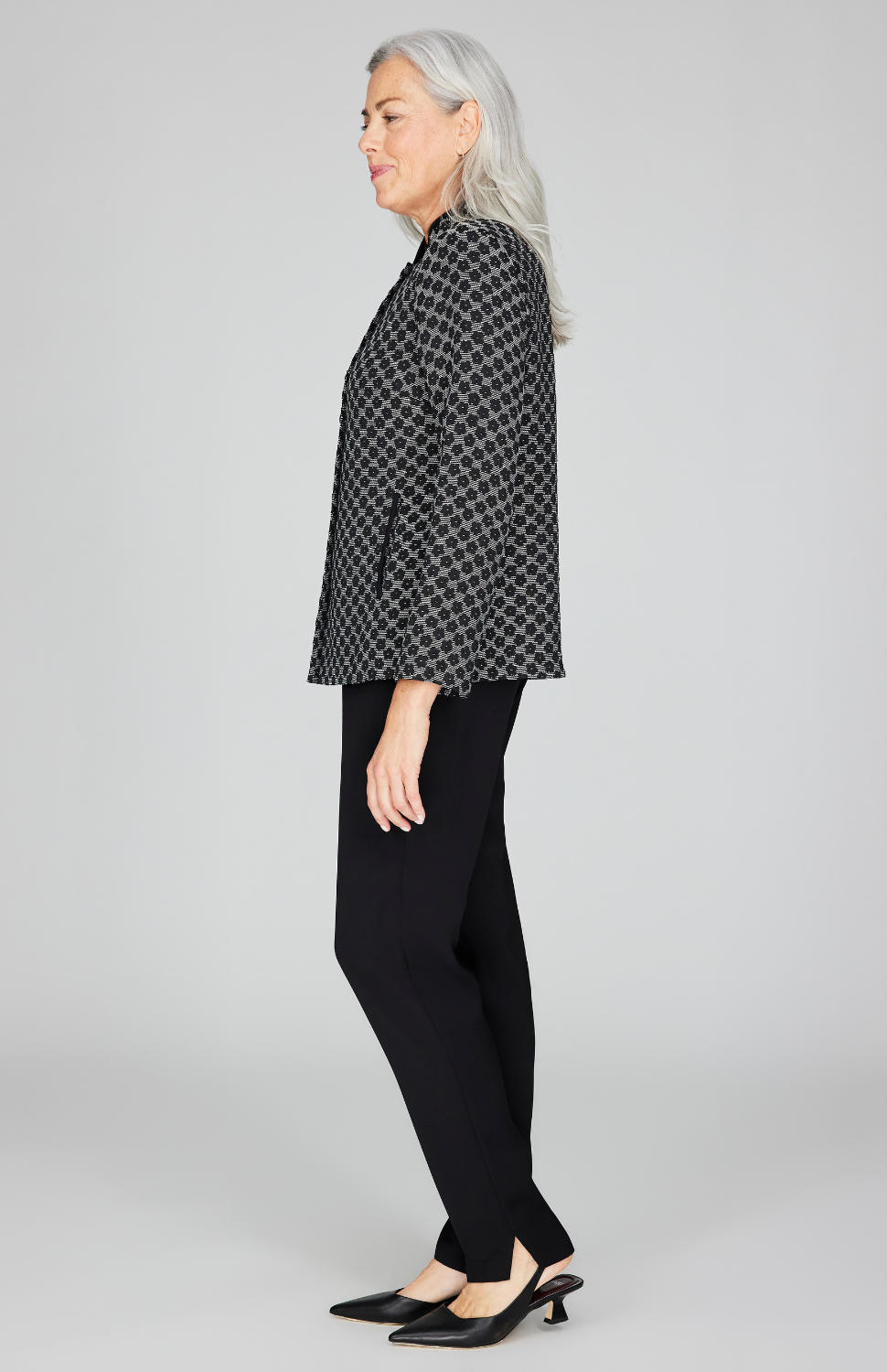 Textured Floral Jacquard Mandarin Collar Jacket