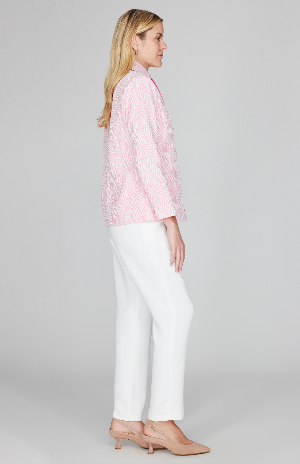 Tonal Botanic Stretch Jacquard Zip Front Collared Jacket