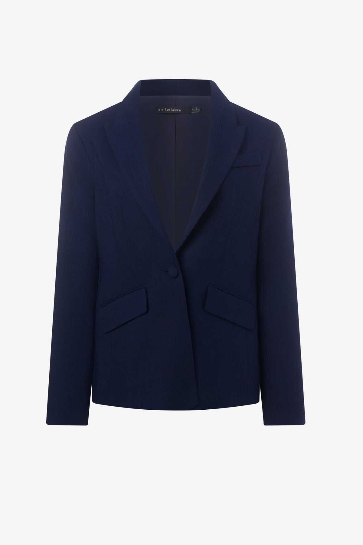 Peak lapel jacket stitched collar detail