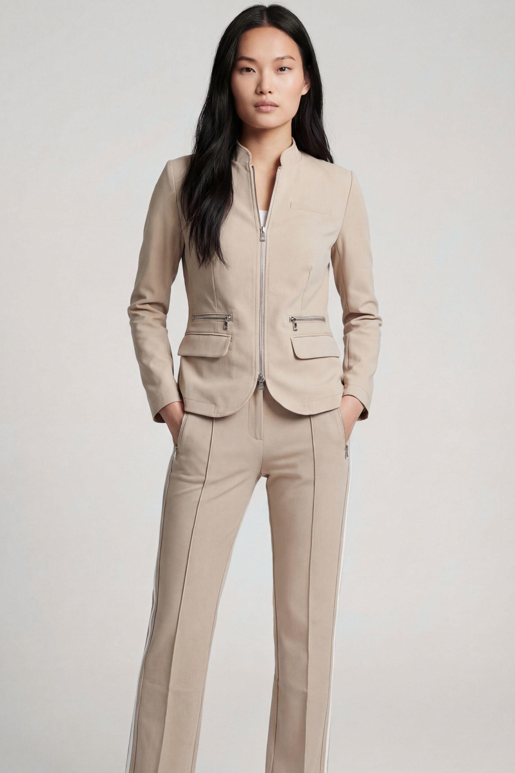 Gisela Aeroflow Zip Front Twill Blazer