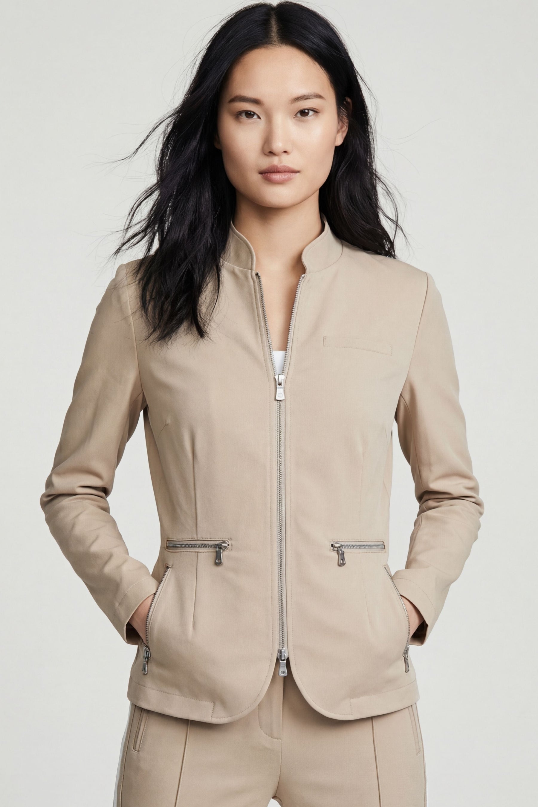 Gisela Aeroflow Zip Front Twill Blazer