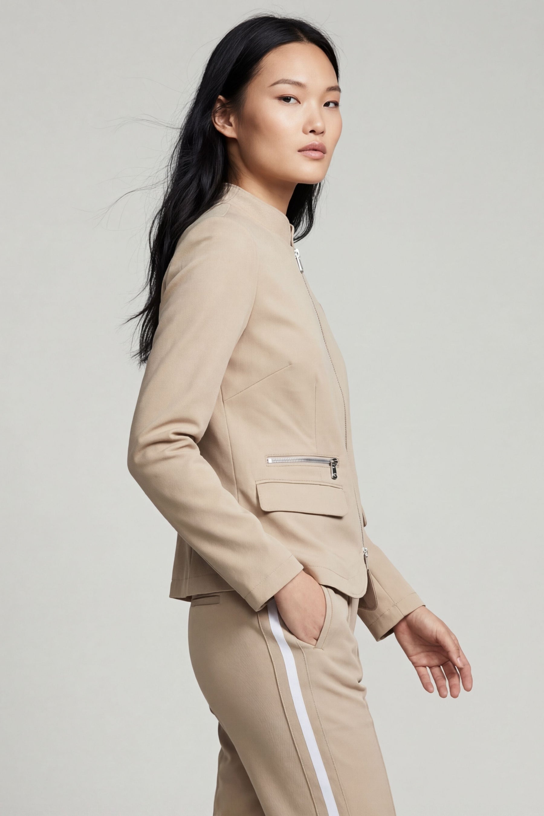 Gisela Aeroflow Zip Front Twill Blazer