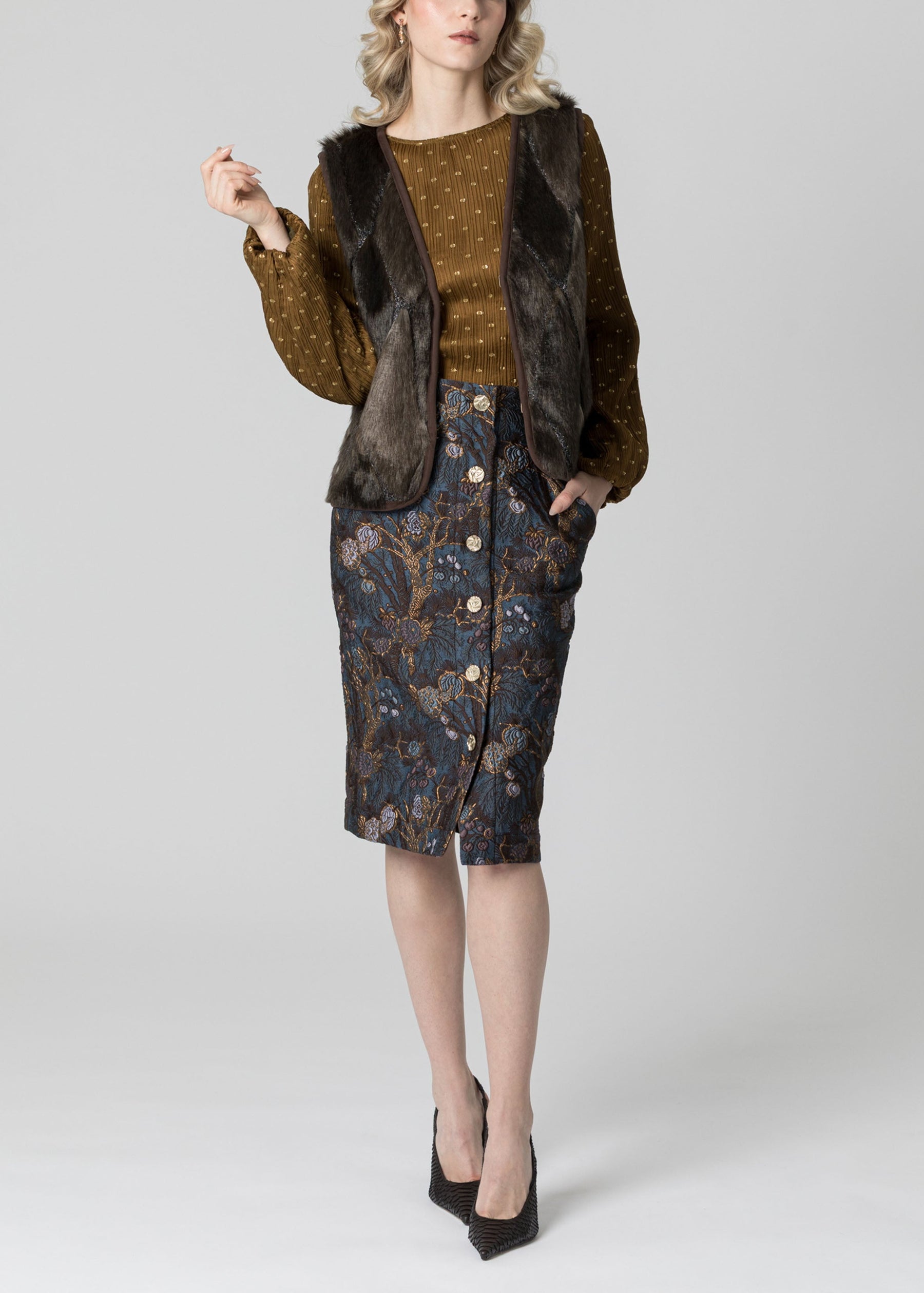 Midnight Garden Jacquard Skirt