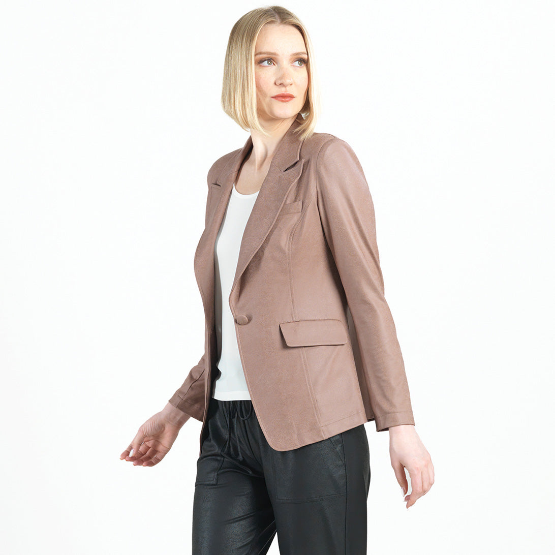 Liquid Leather™ Signature Pocket Blazer - Taupe - Clara Sunwoo
