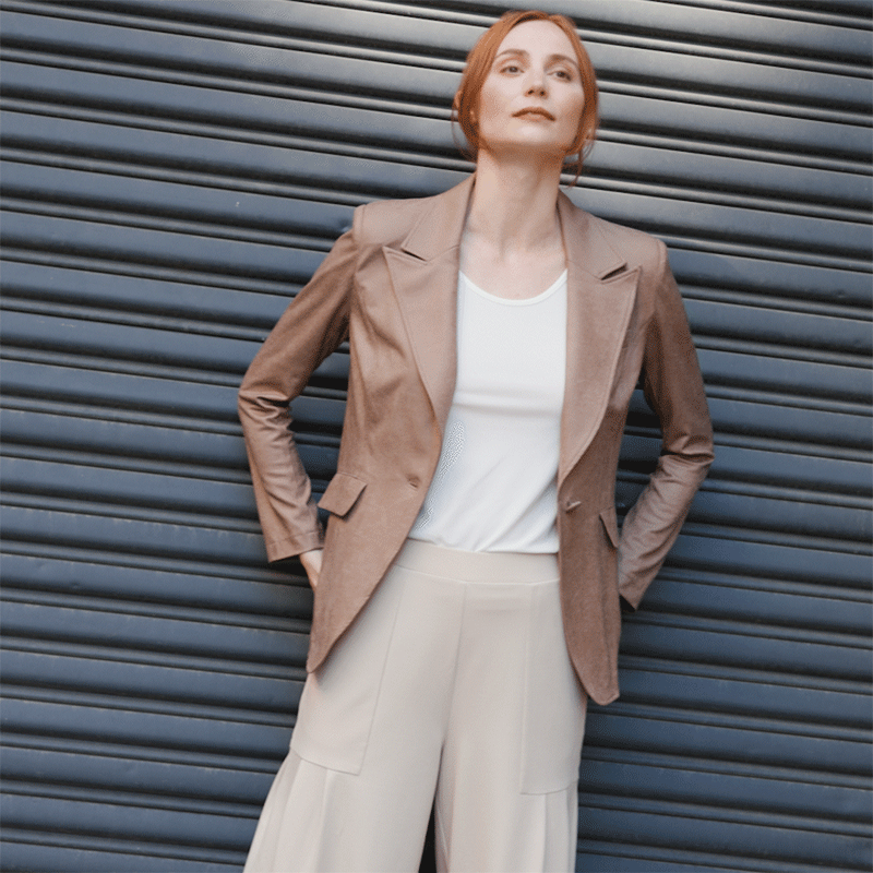 Liquid Leather™ Signature Pocket Blazer - Taupe - Clara Sunwoo