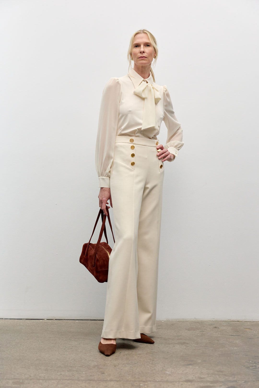 Matte jersey shirt with chiffon detail