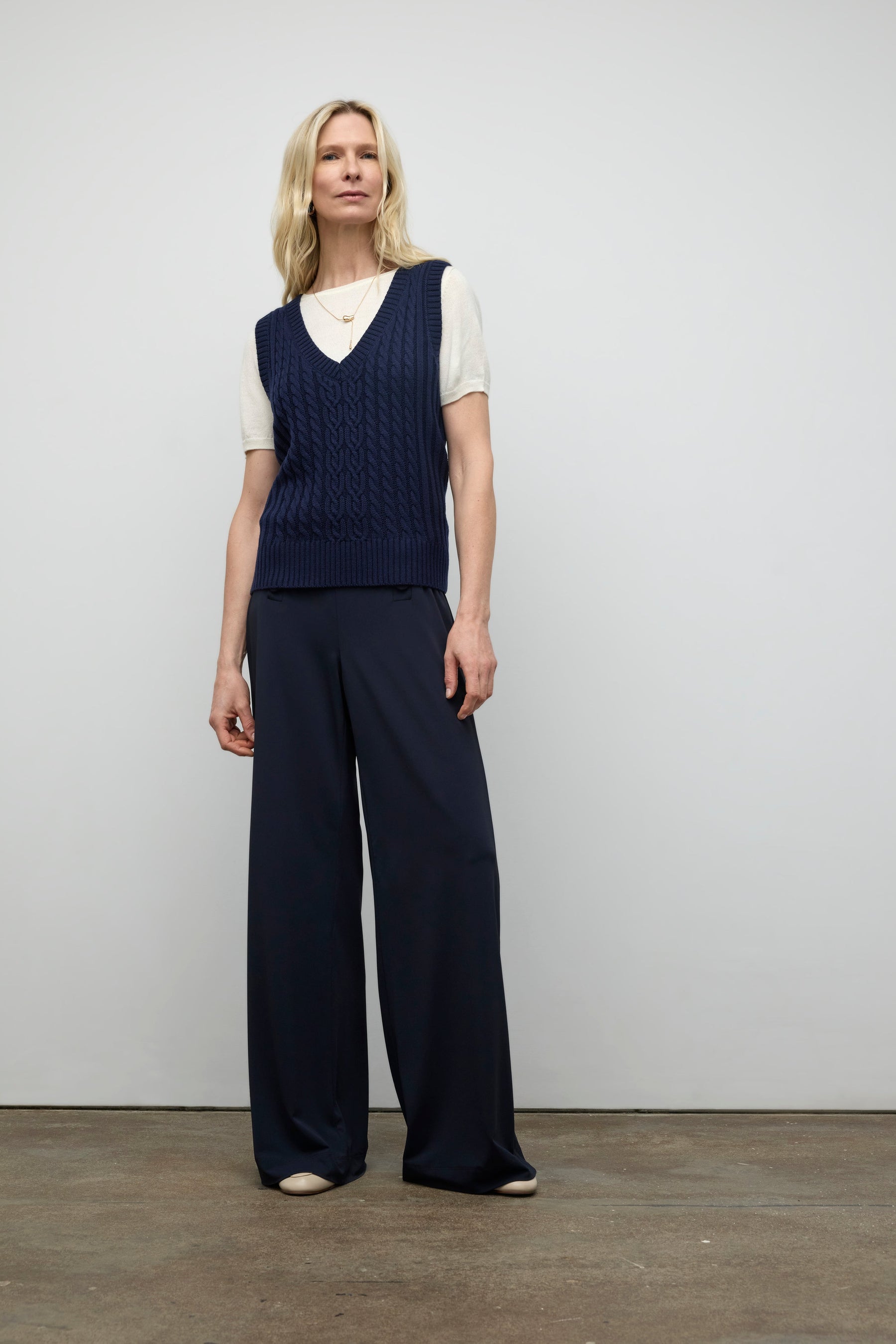 Cable sleeveless knit top