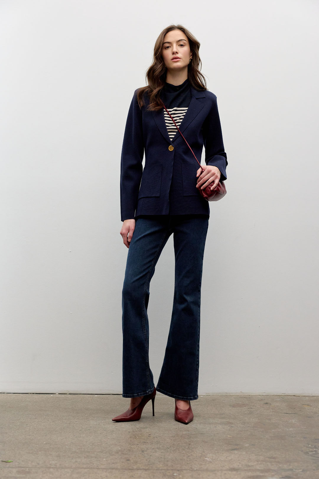 Knitted one button jacket