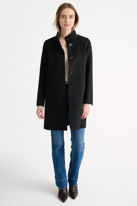 BUTTON MOCK COAT