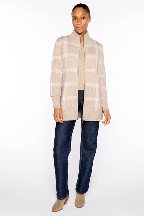 ZIP MOCK CARDIGAN