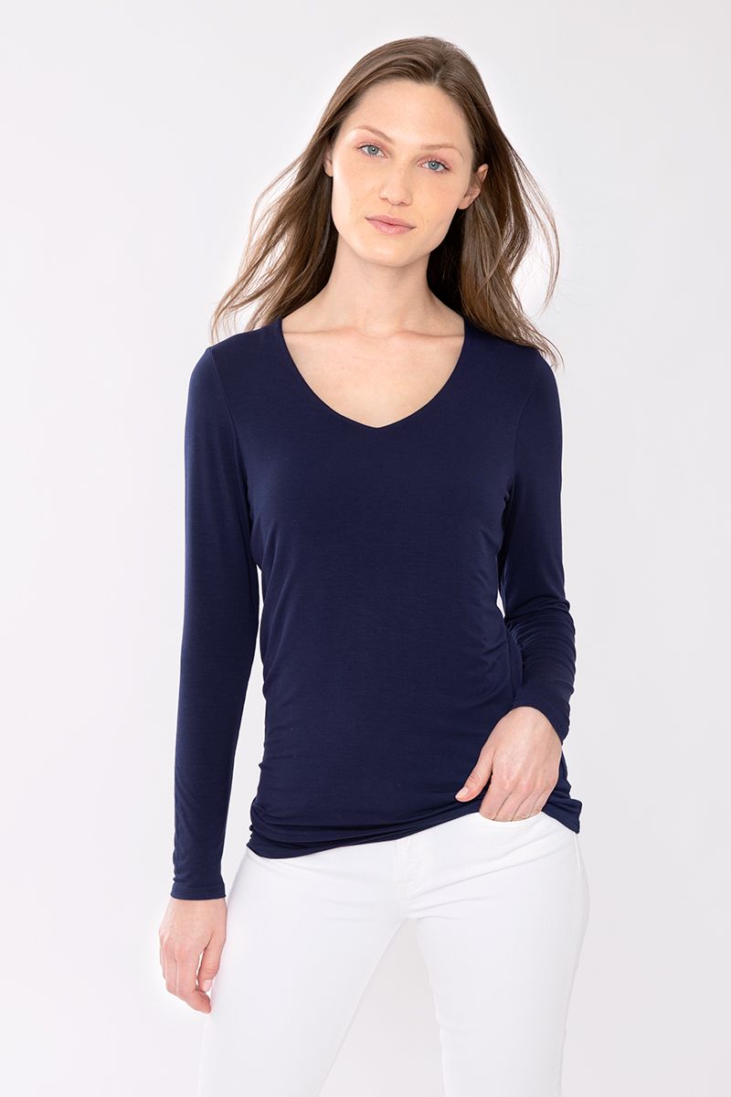 BAMBOO LONG SLEEVE VNECK SWEATER