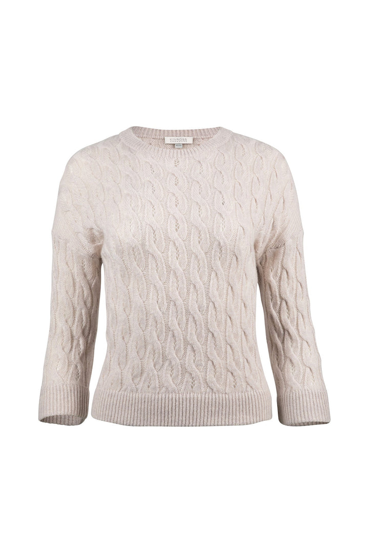 3 QTR SLEEVE POINTELLE CABLE CREW