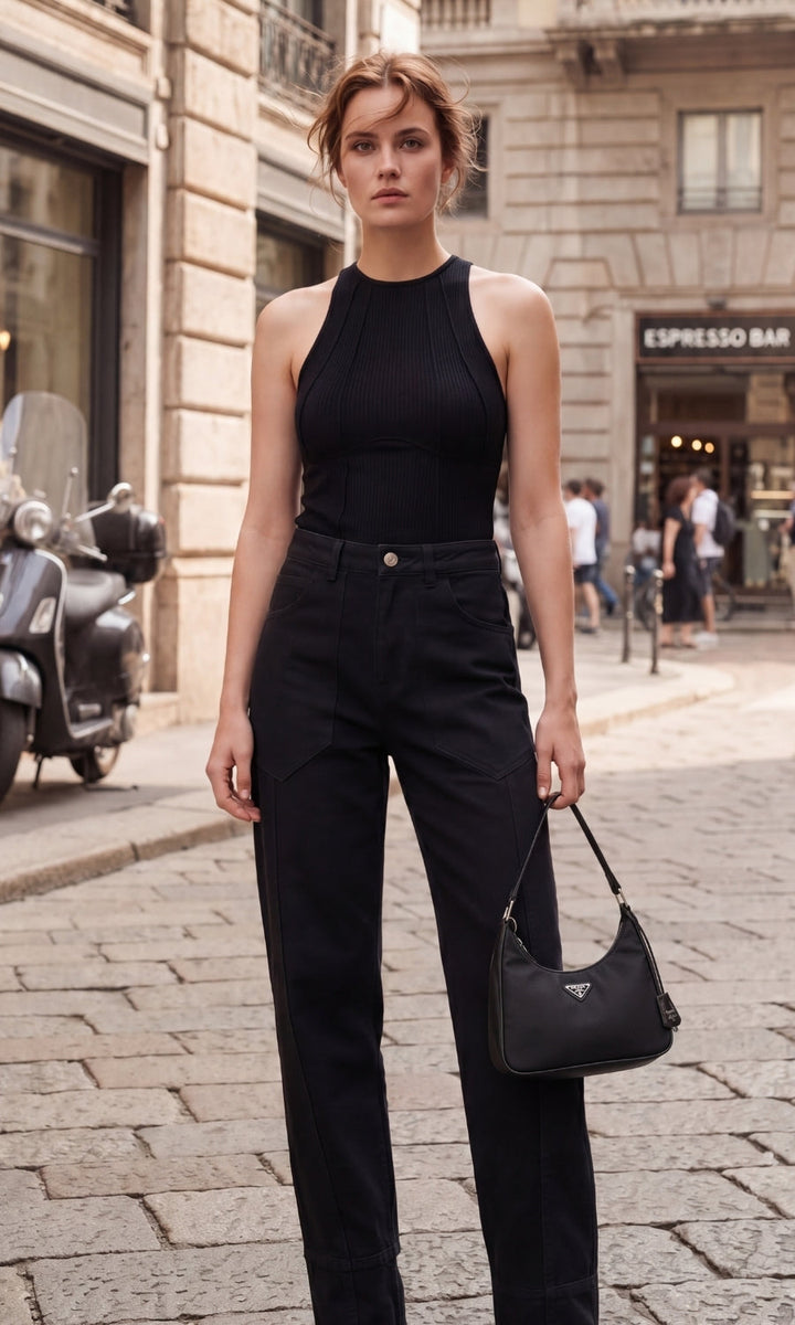 Liv Relaxed Light Barrel Pant in Black