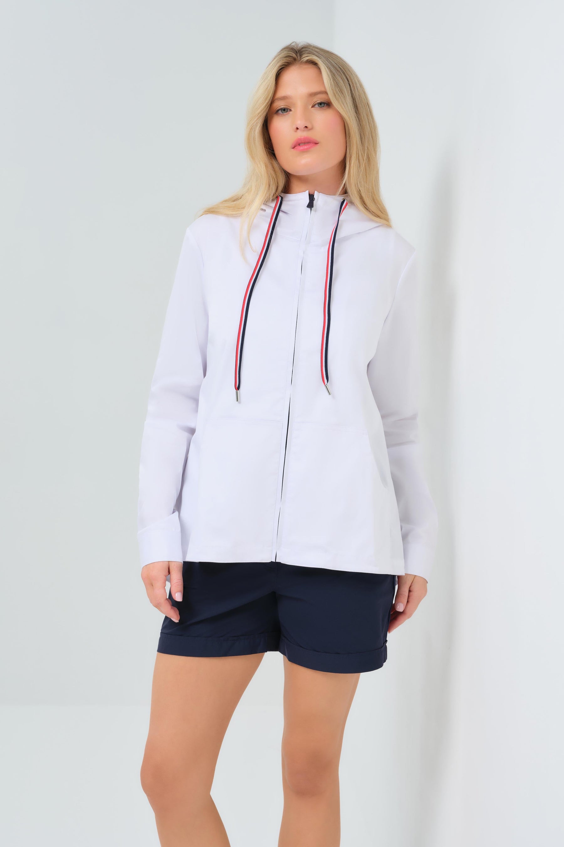 Gabi Stretch Woven Hooded Full Zip Jacket