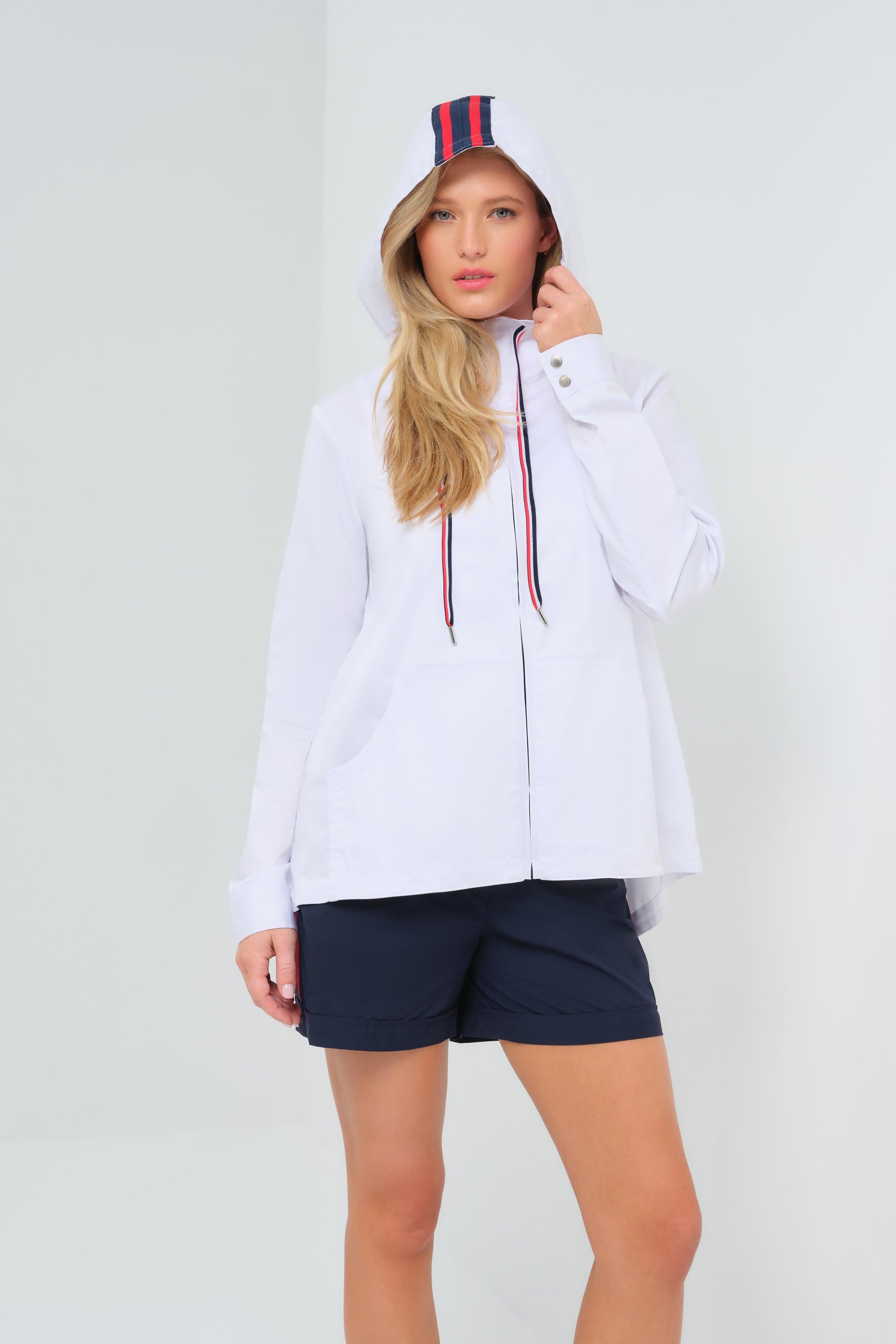 Gabi Stretch Woven Hooded Full Zip Jacket