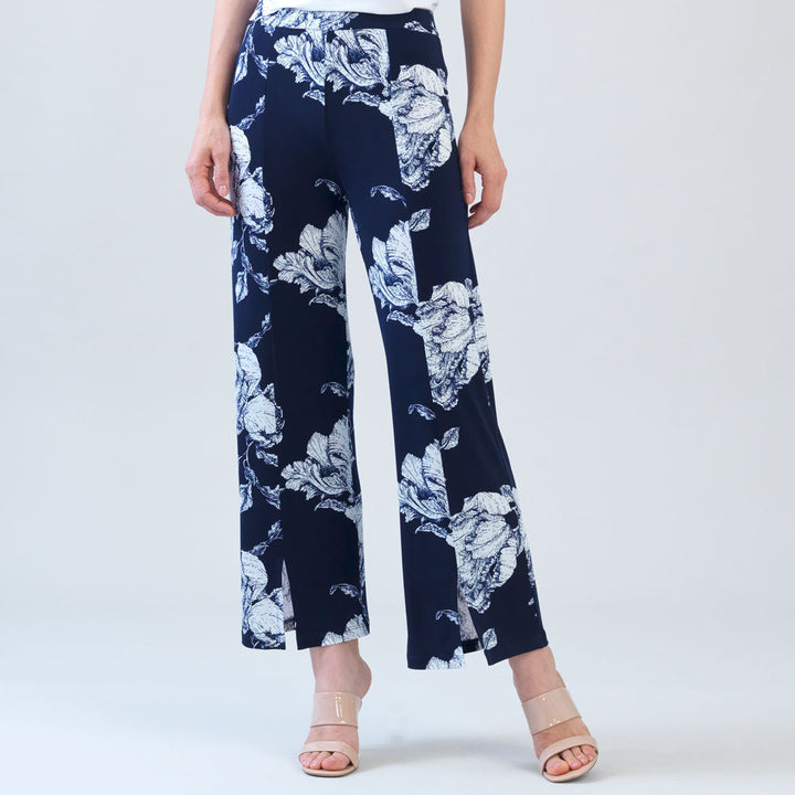 Relaxed Kick Front Slit Ankle Pant - Peony Blossom