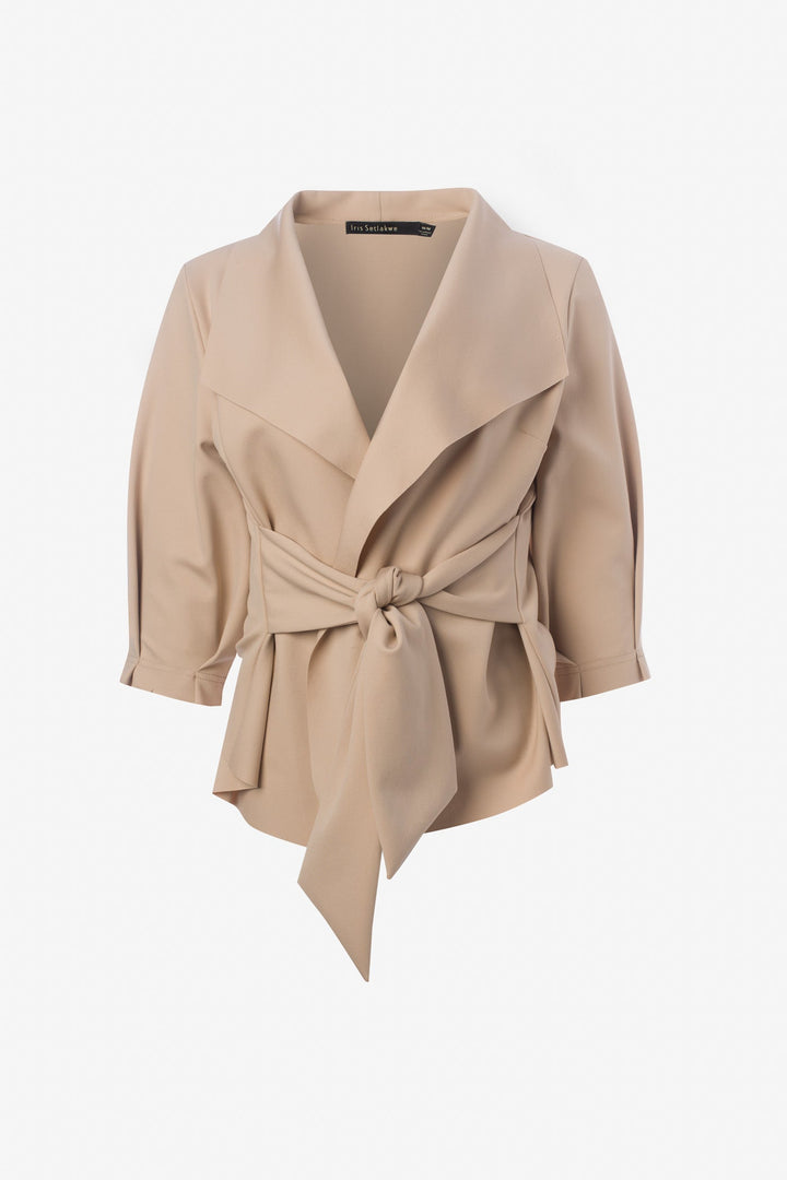 Raw edge belted jacket in scuba