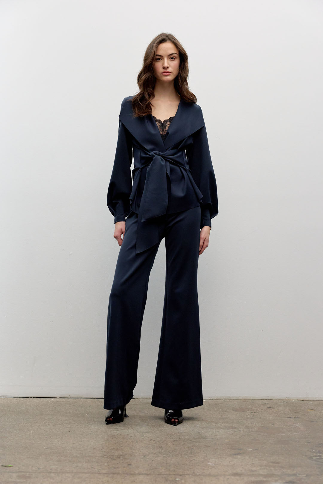 Raw edge belted jacket