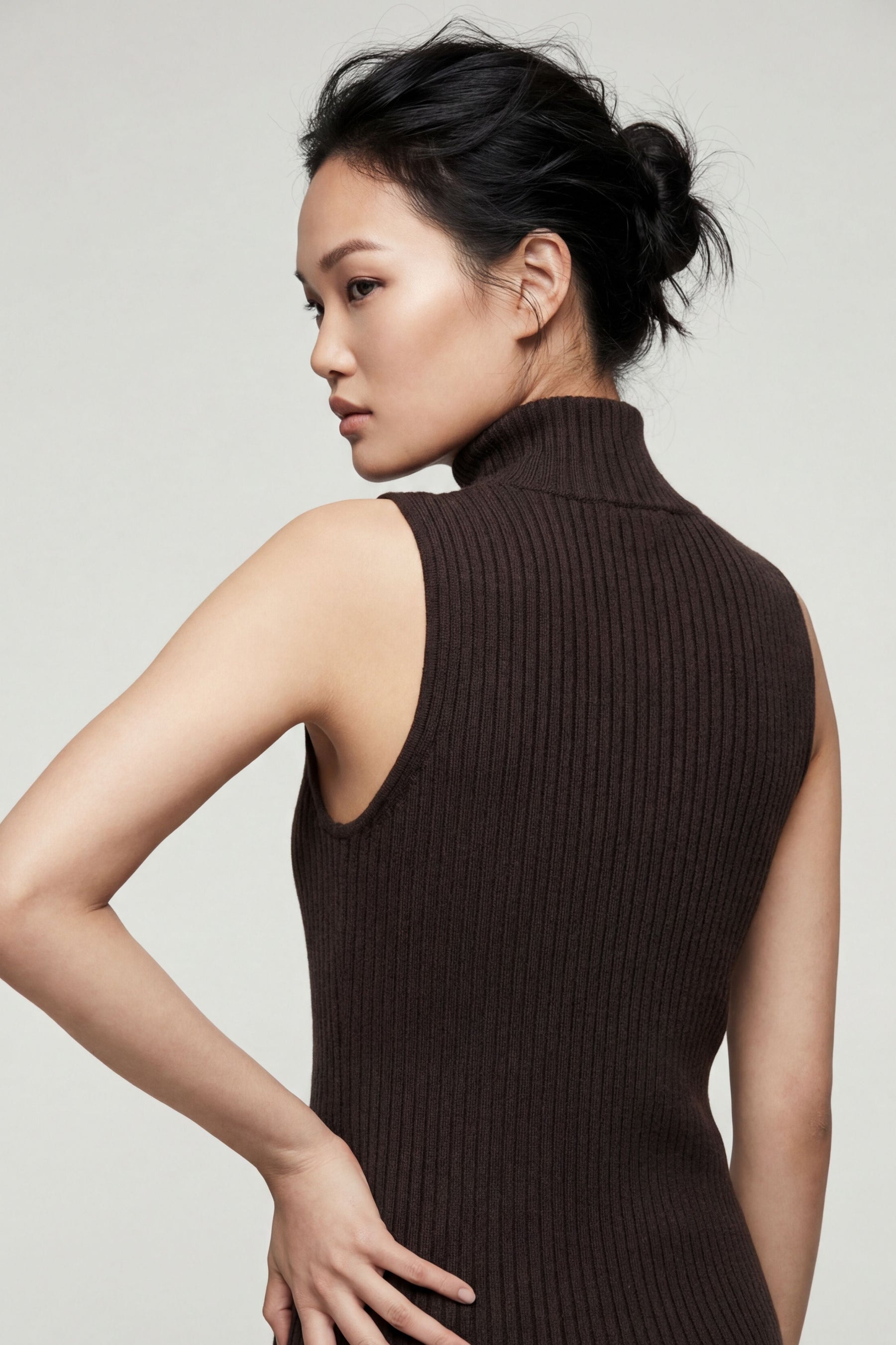 Selina Half-Zip Ribbed Sleeveless Sweater