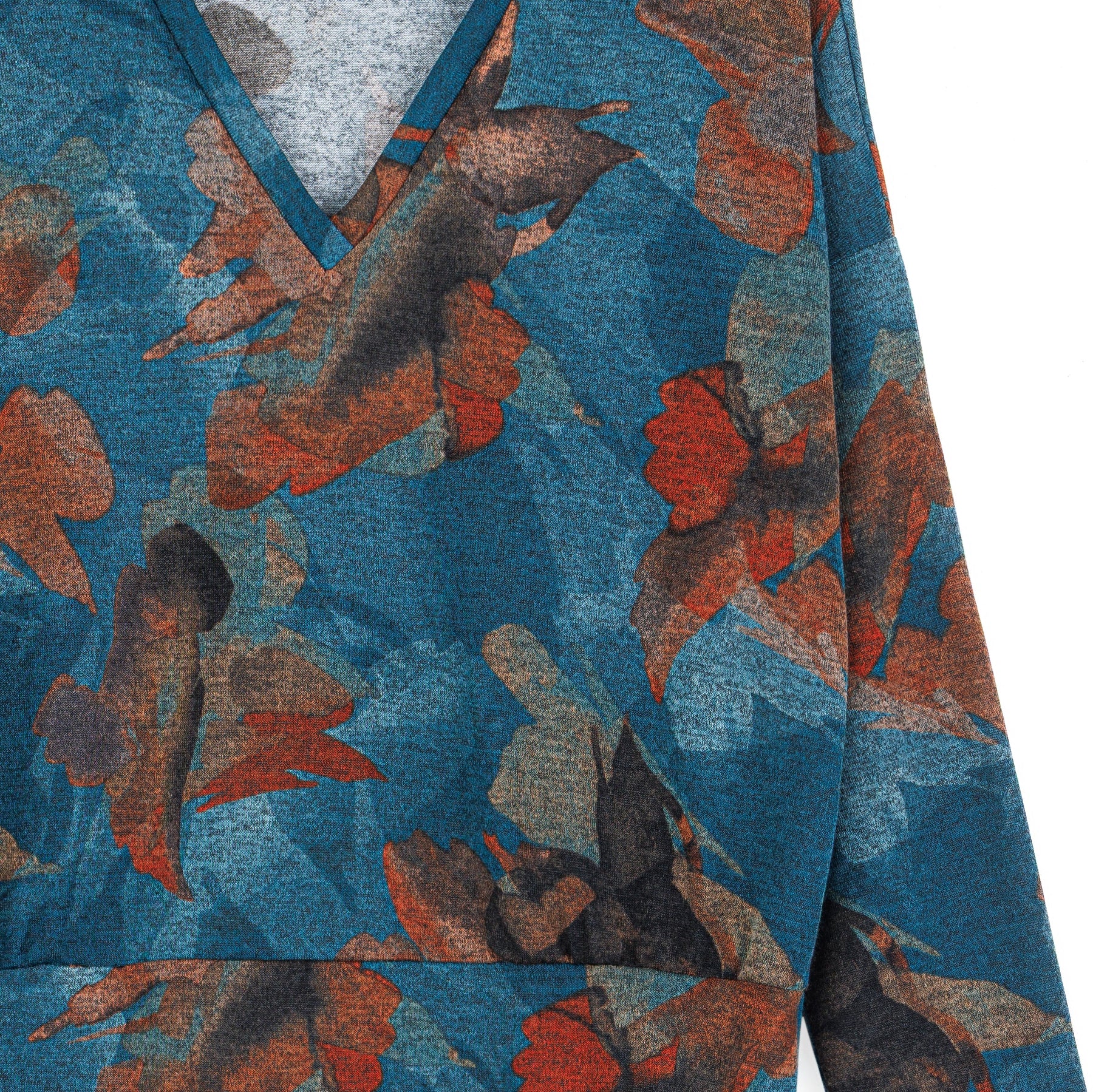 Lightweight Cozy - V-Neck Blouson Sweater - Autumn Foliage