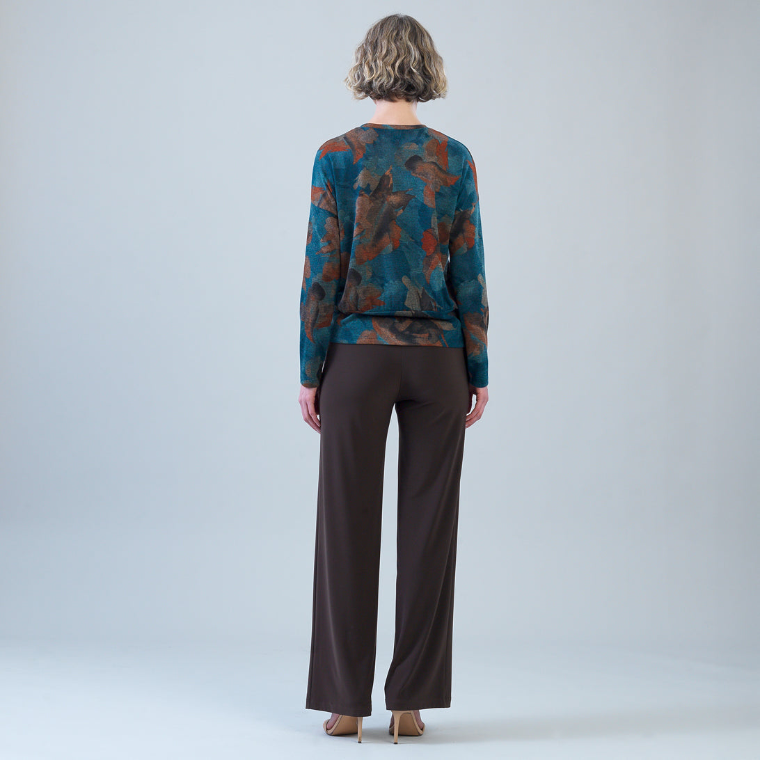 Lightweight Cozy - V-Neck Blouson Sweater - Autumn Foliage
