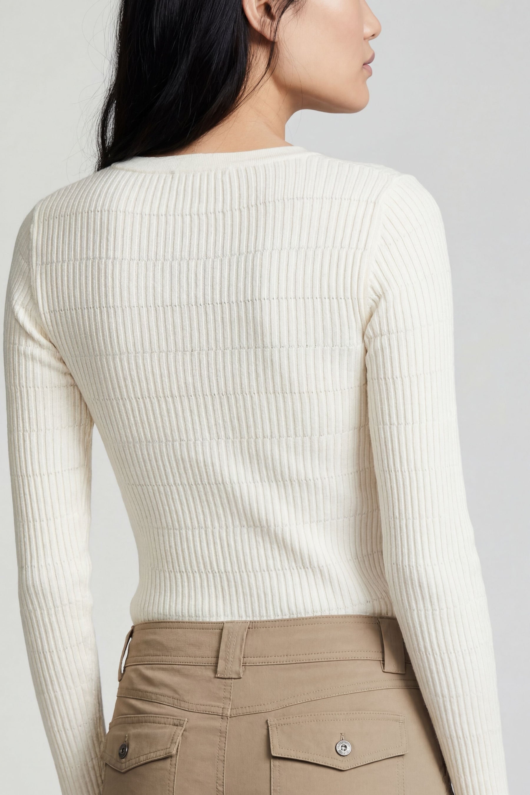 Kris Double Collared Rib Texture Sweater