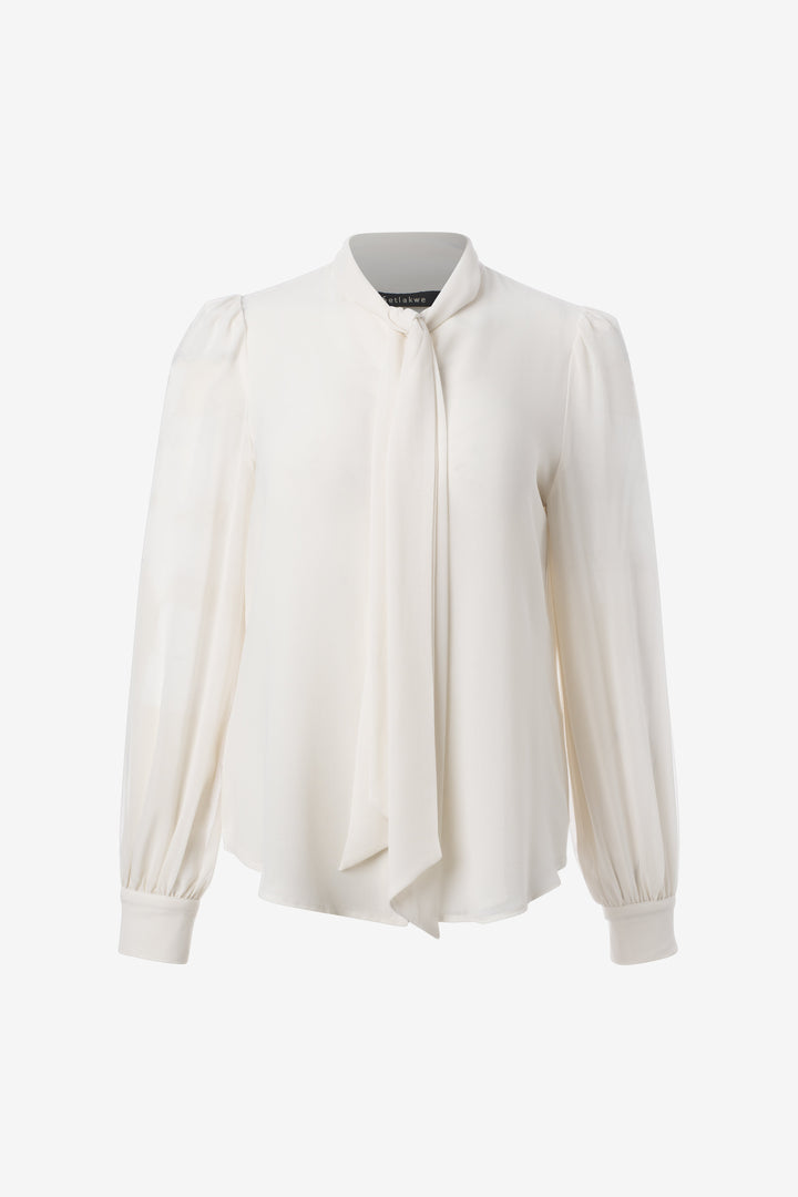 Tie neck long sleeve blouse
