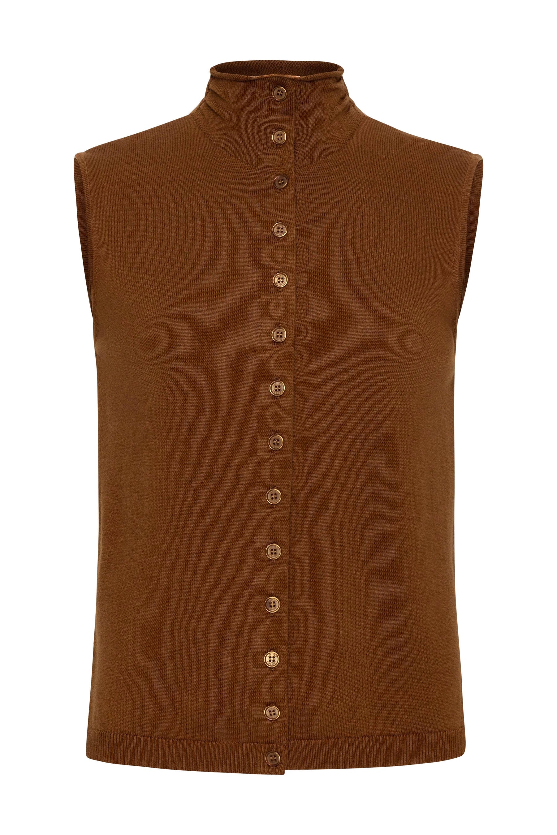 Viola Sweater Knit Sleeveless Button Down Top