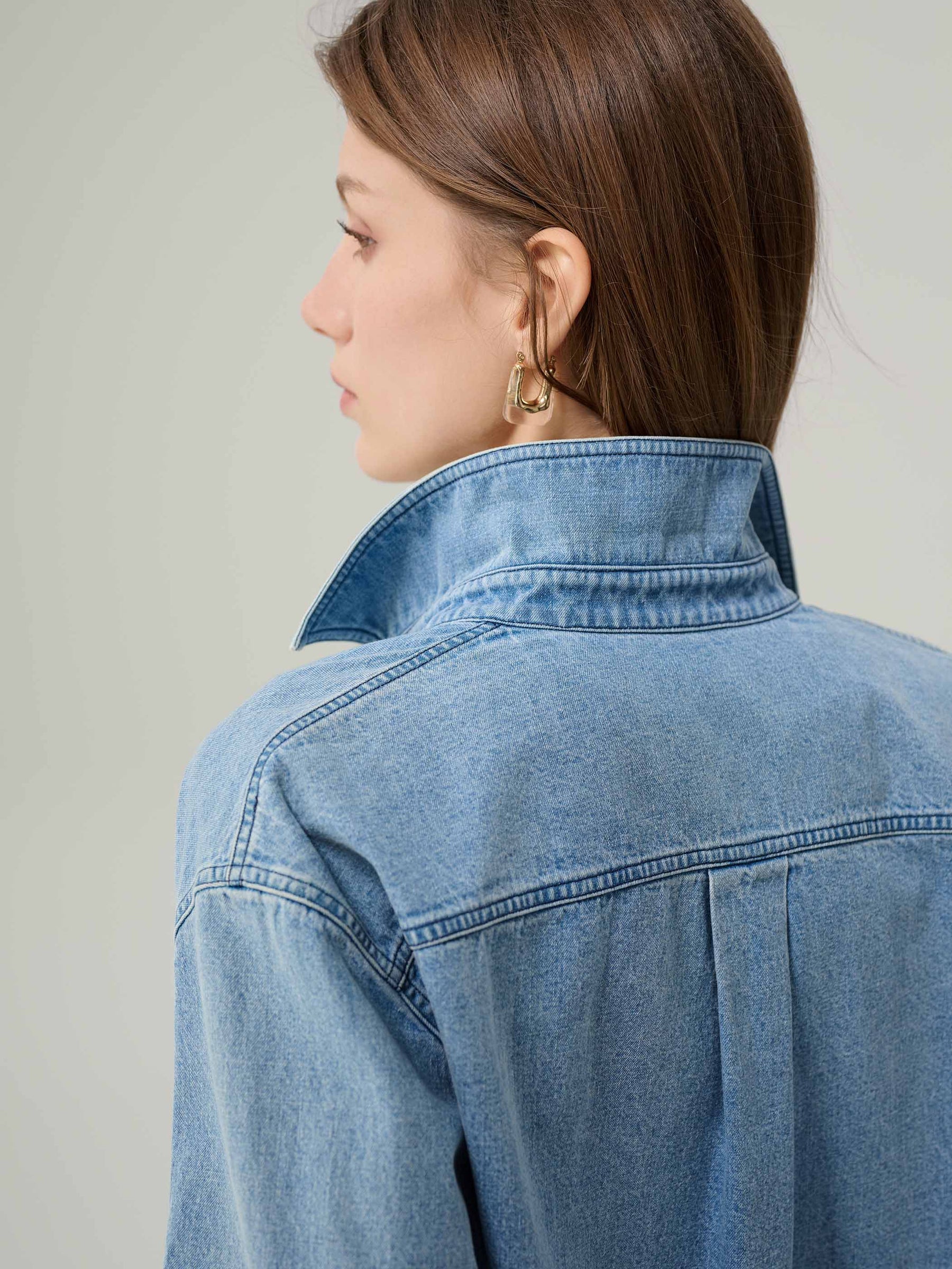Lara Light Denim Button
Down Top
