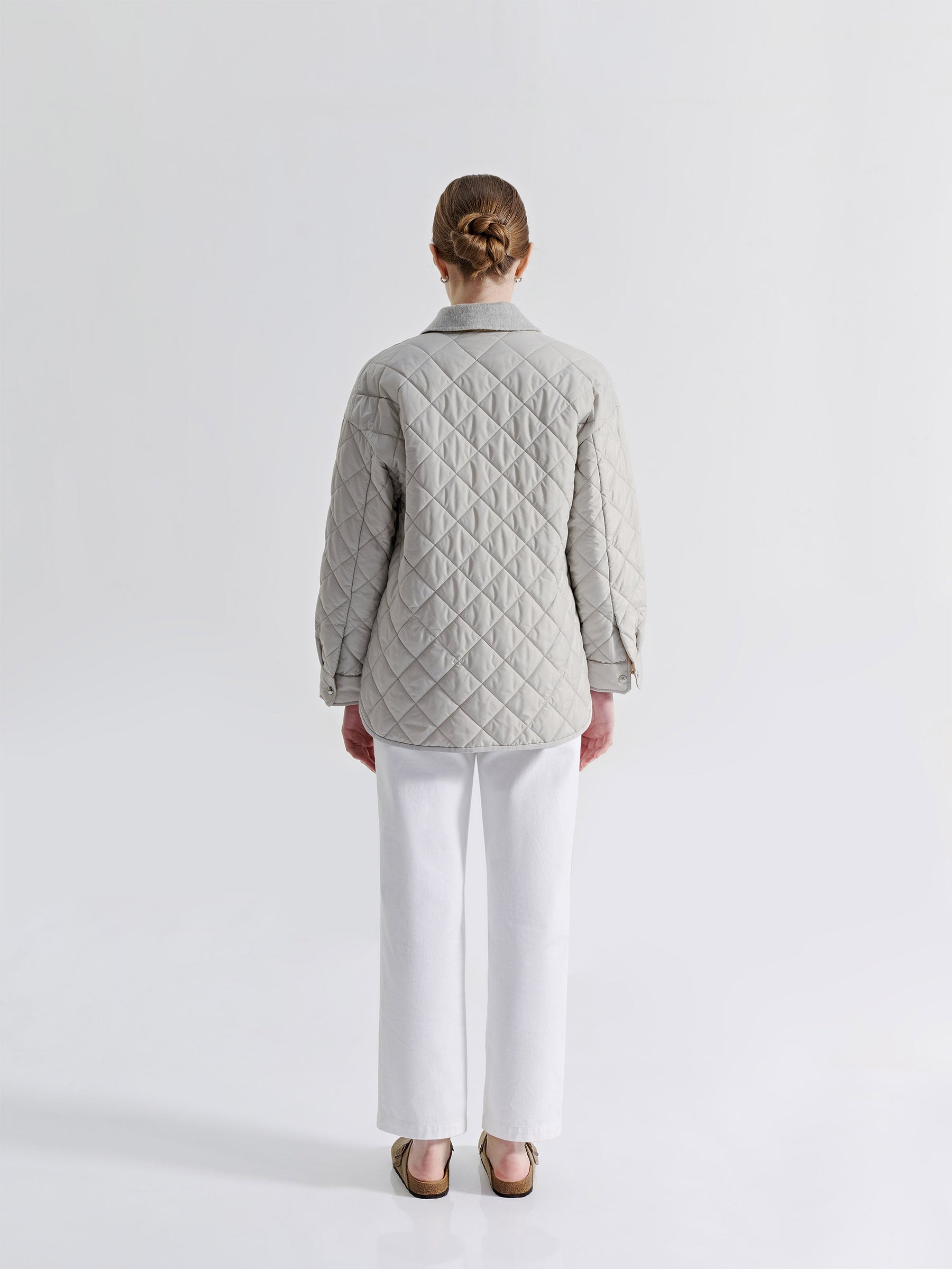 Quilted Long Sleeve Button Down Jacket