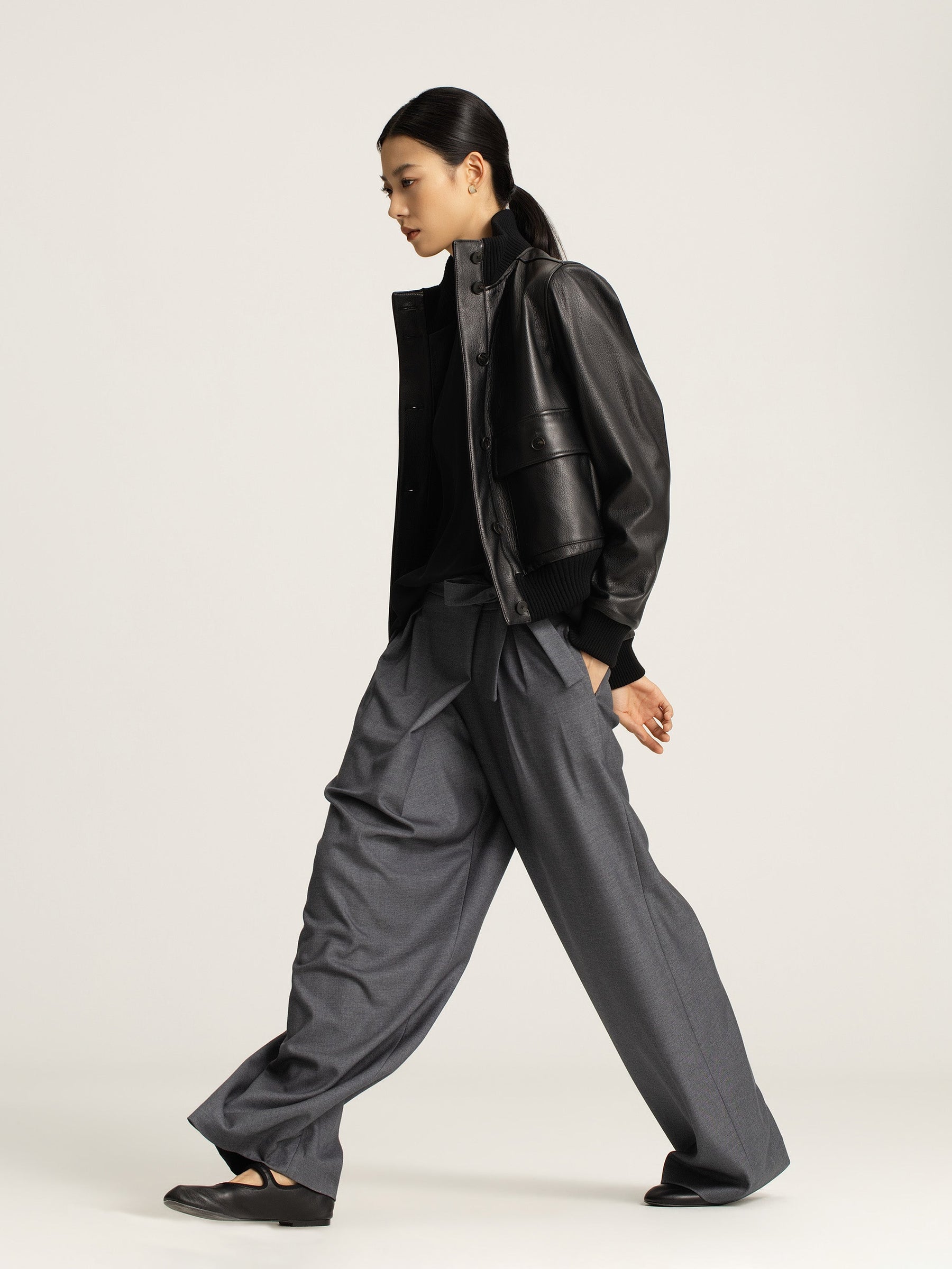 Amira Asymmetrical Pleated Trousers