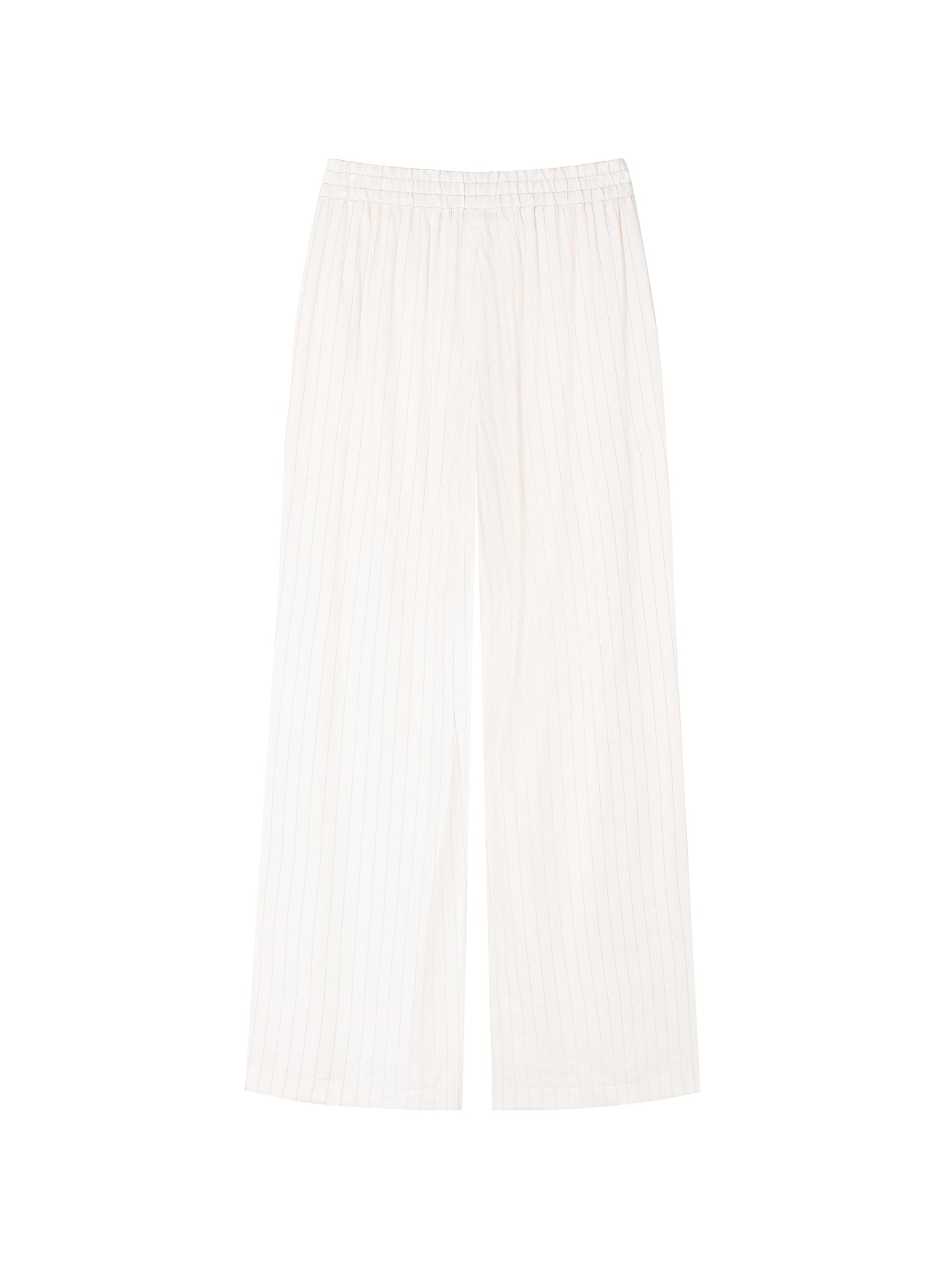 Pinstriped Linen Elastic Waist Suit Pants