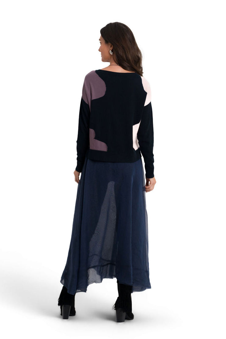 Pima Cotton Clouds Sweater - Midnight Combo