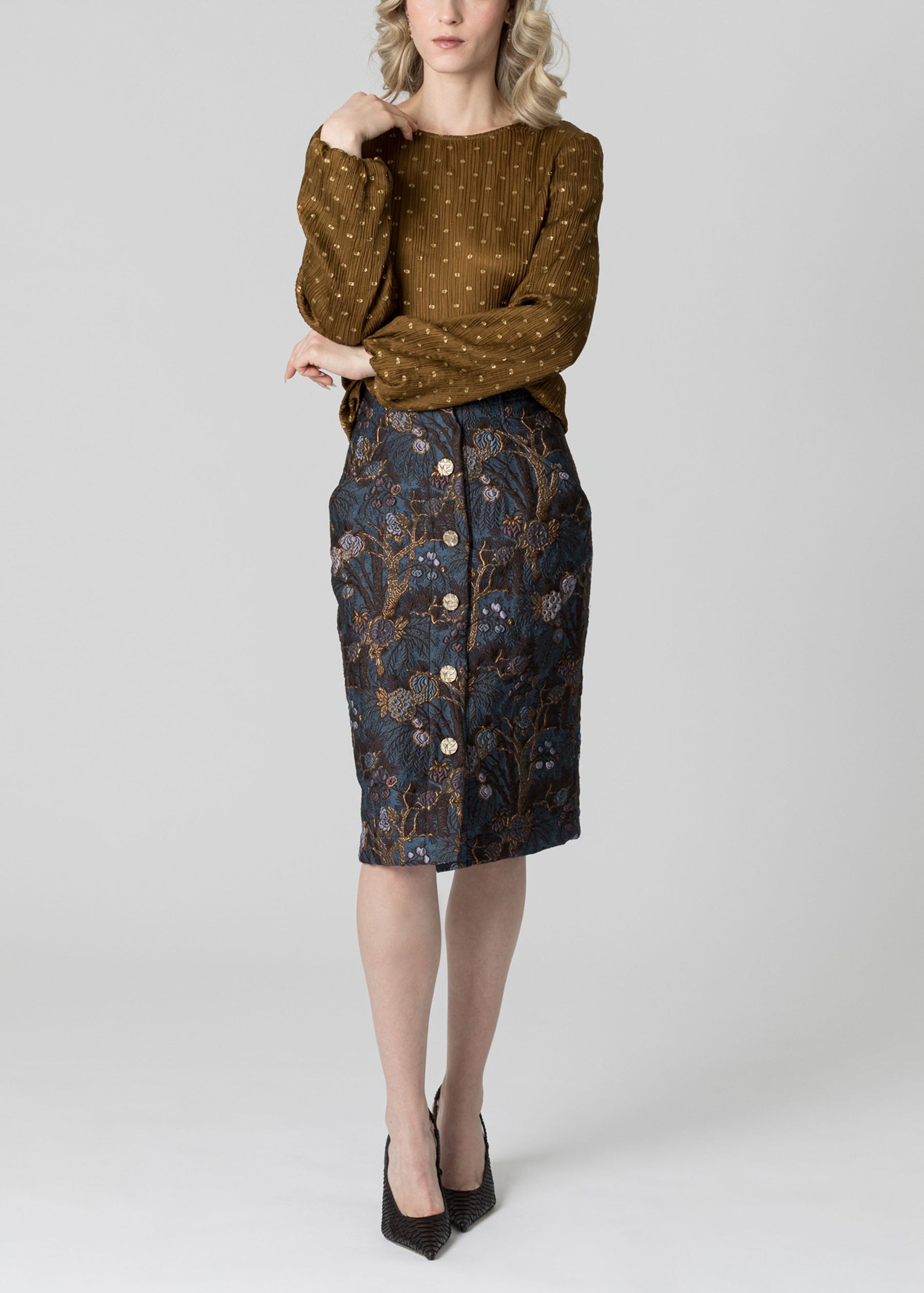 Metallic Fil Coupe Blouse