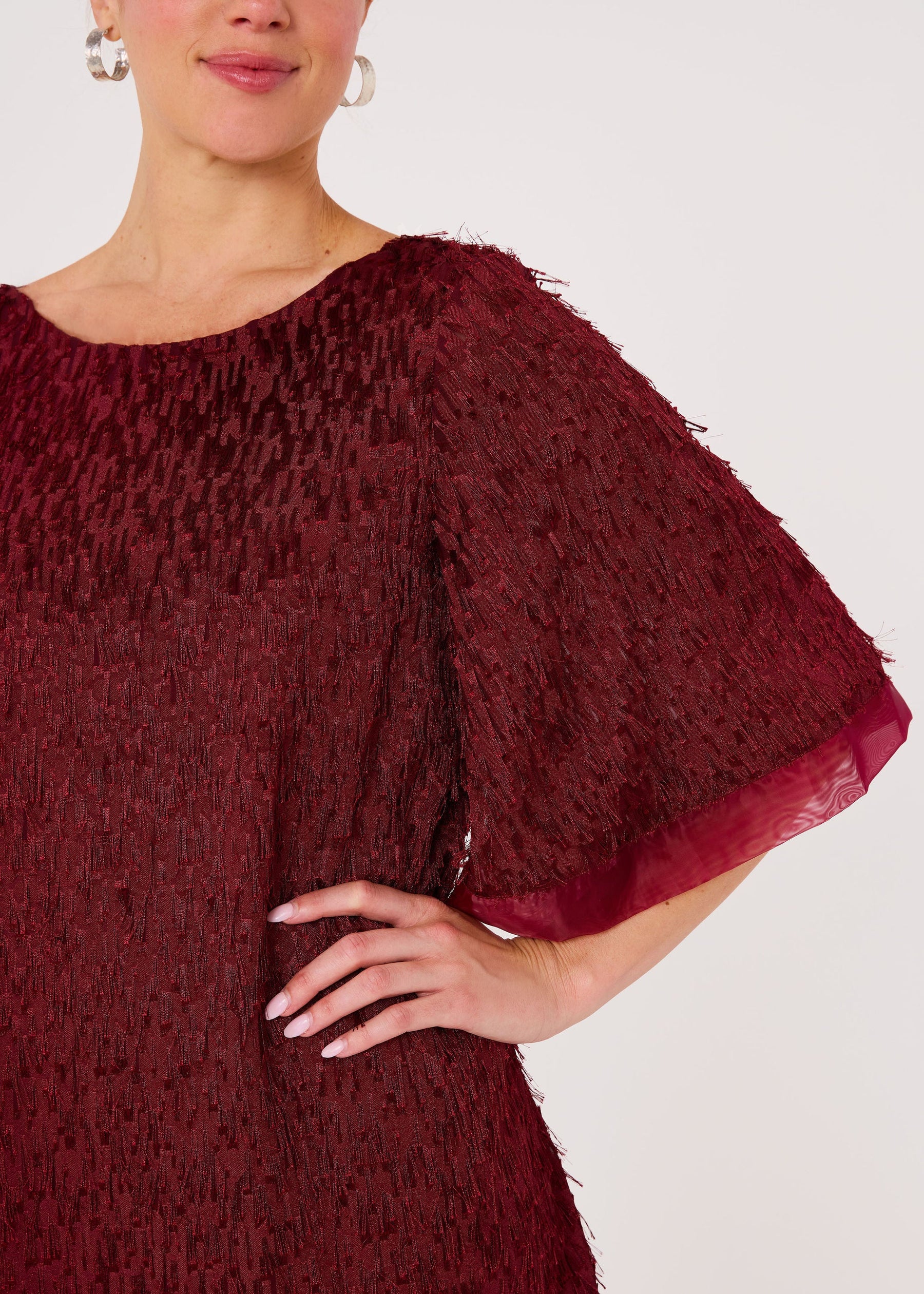 Blythe Dress Plum Fringe Chiffon