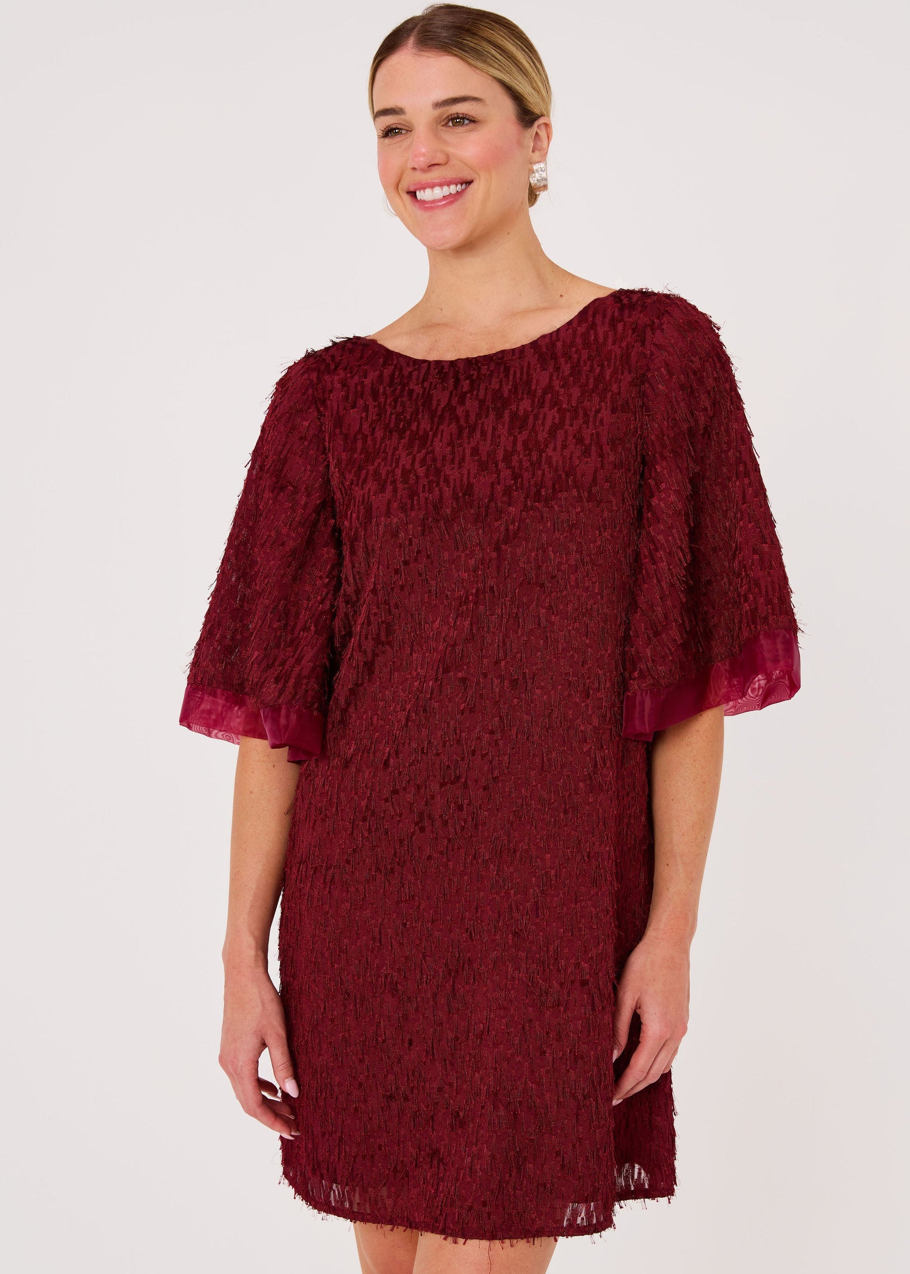 Blythe Dress Plum Fringe Chiffon