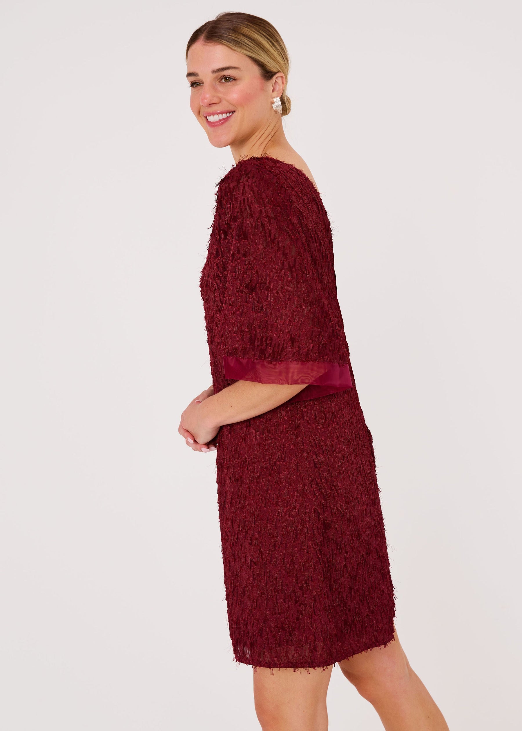 Blythe Dress Plum Fringe Chiffon