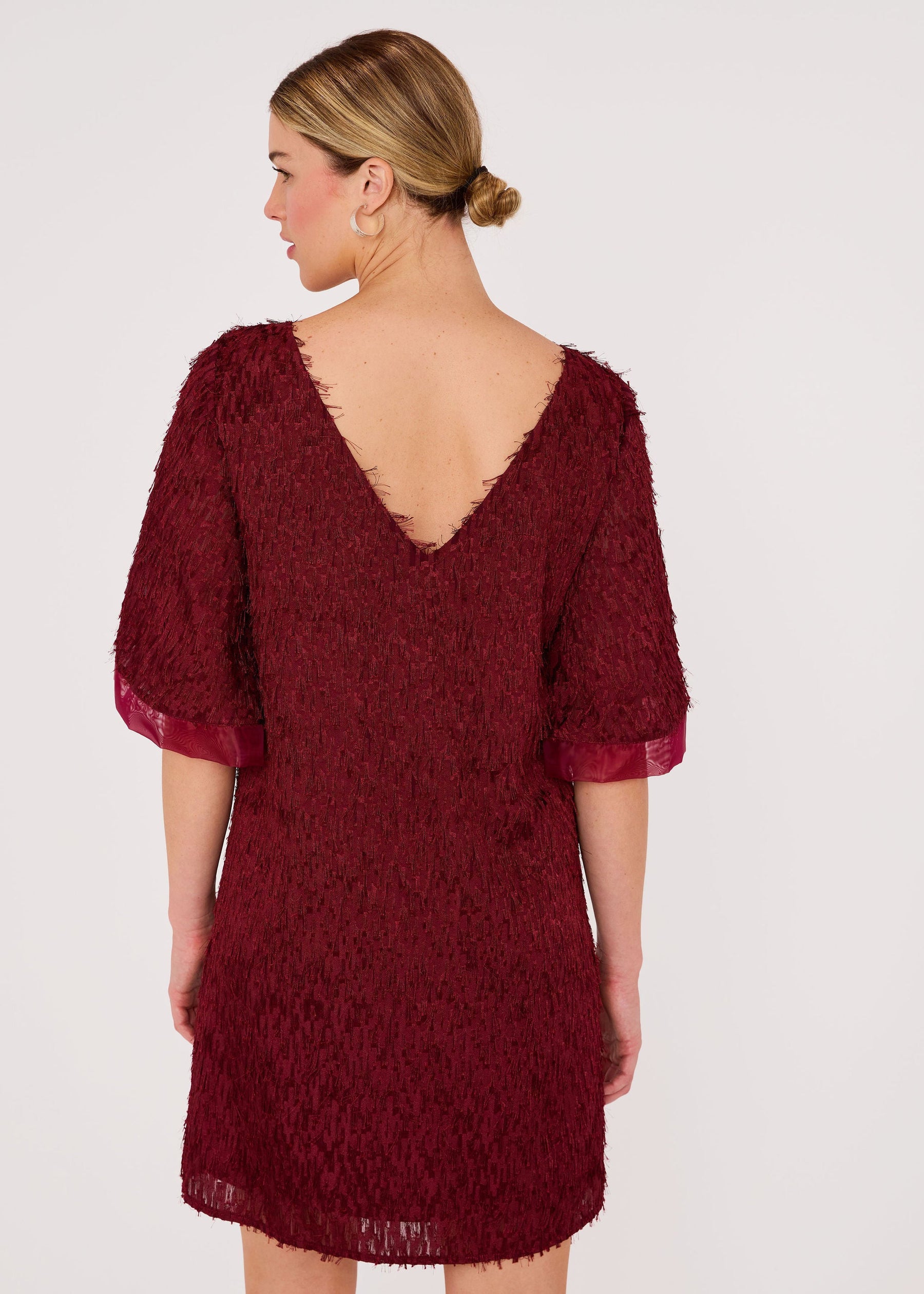 Blythe Dress Plum Fringe Chiffon