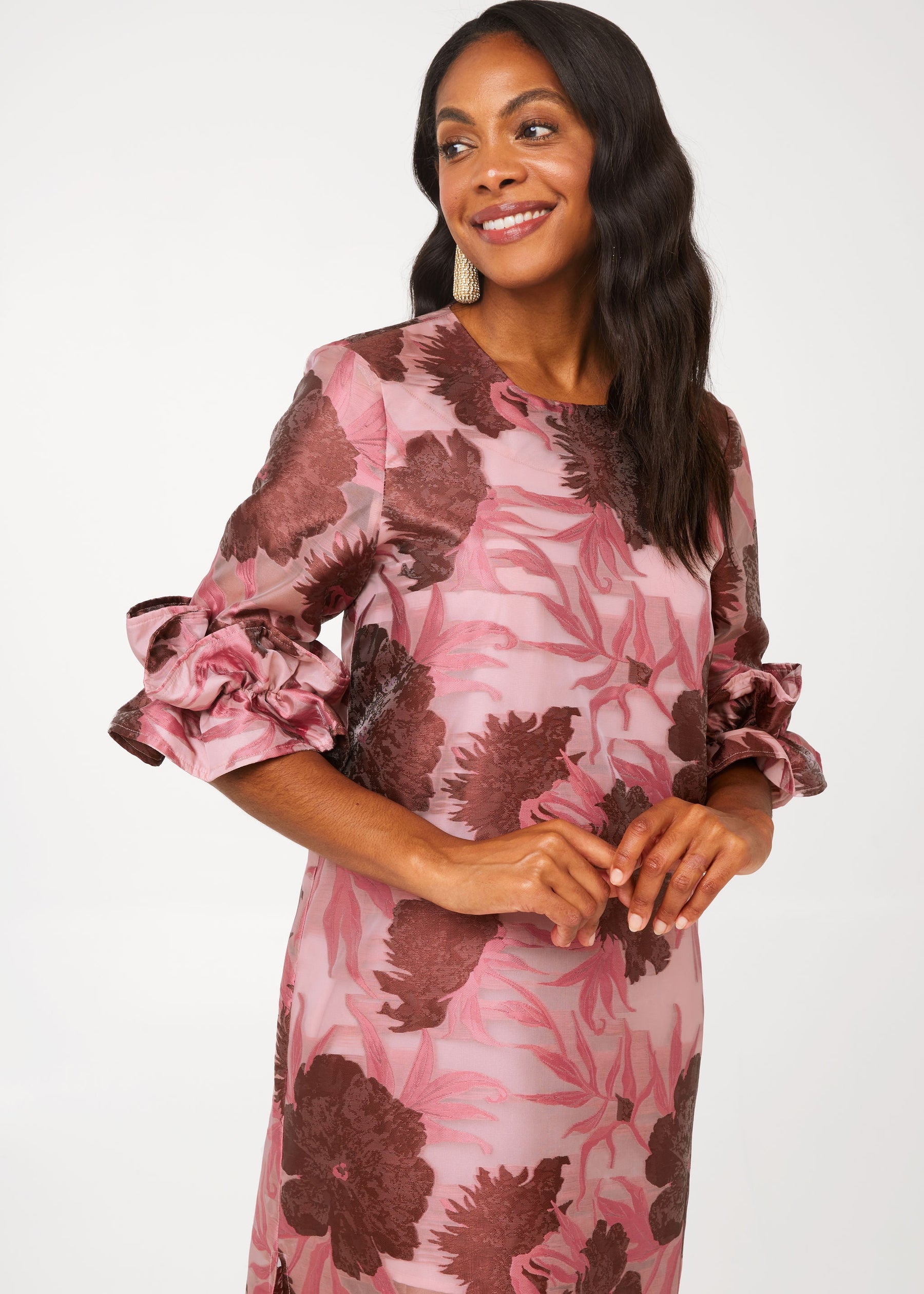 Bronwyn Dress Blush Pansy Vine Organza