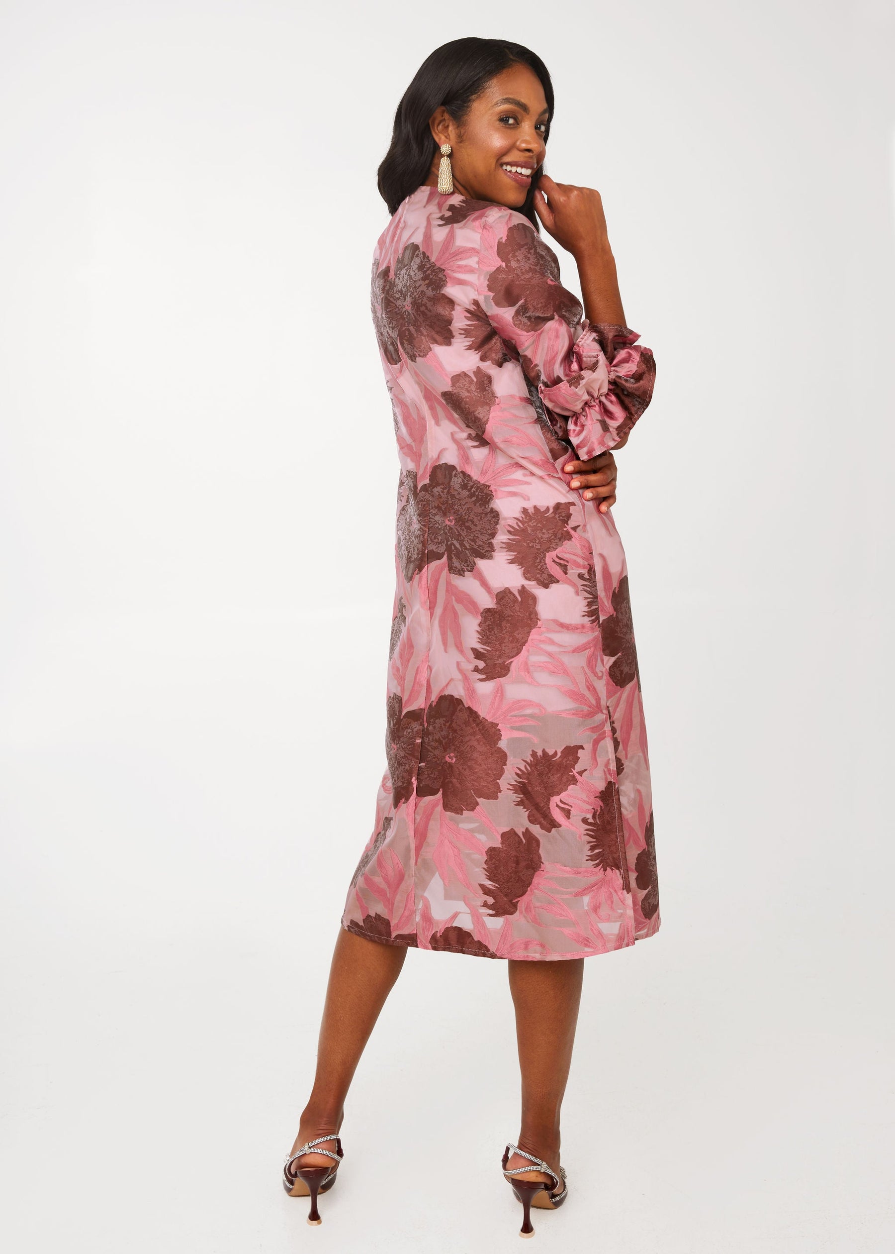 Bronwyn Dress Blush Pansy Vine Organza