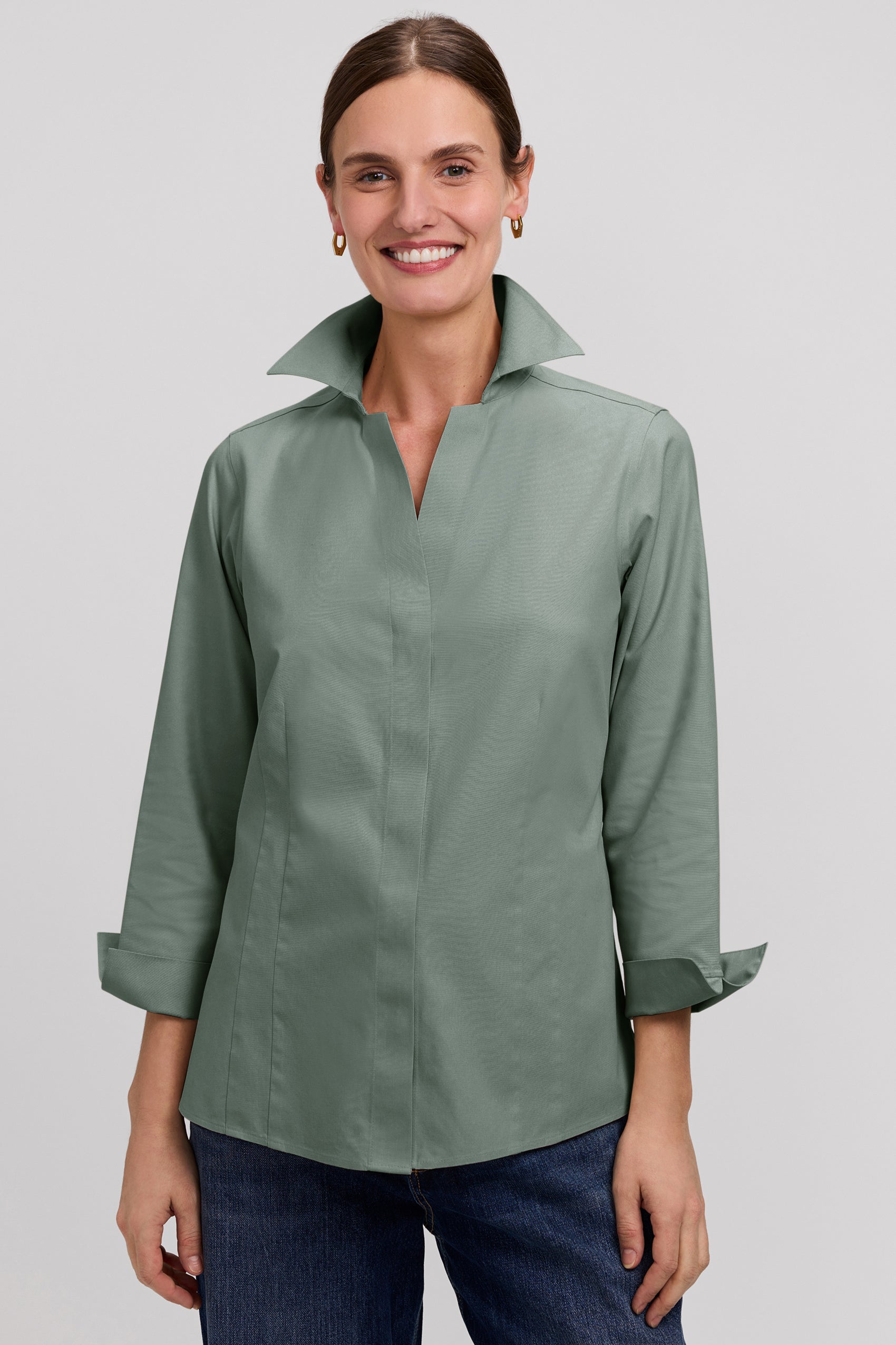 Taylor No Iron Pinpoint 3/4 Sleeve Shirt
