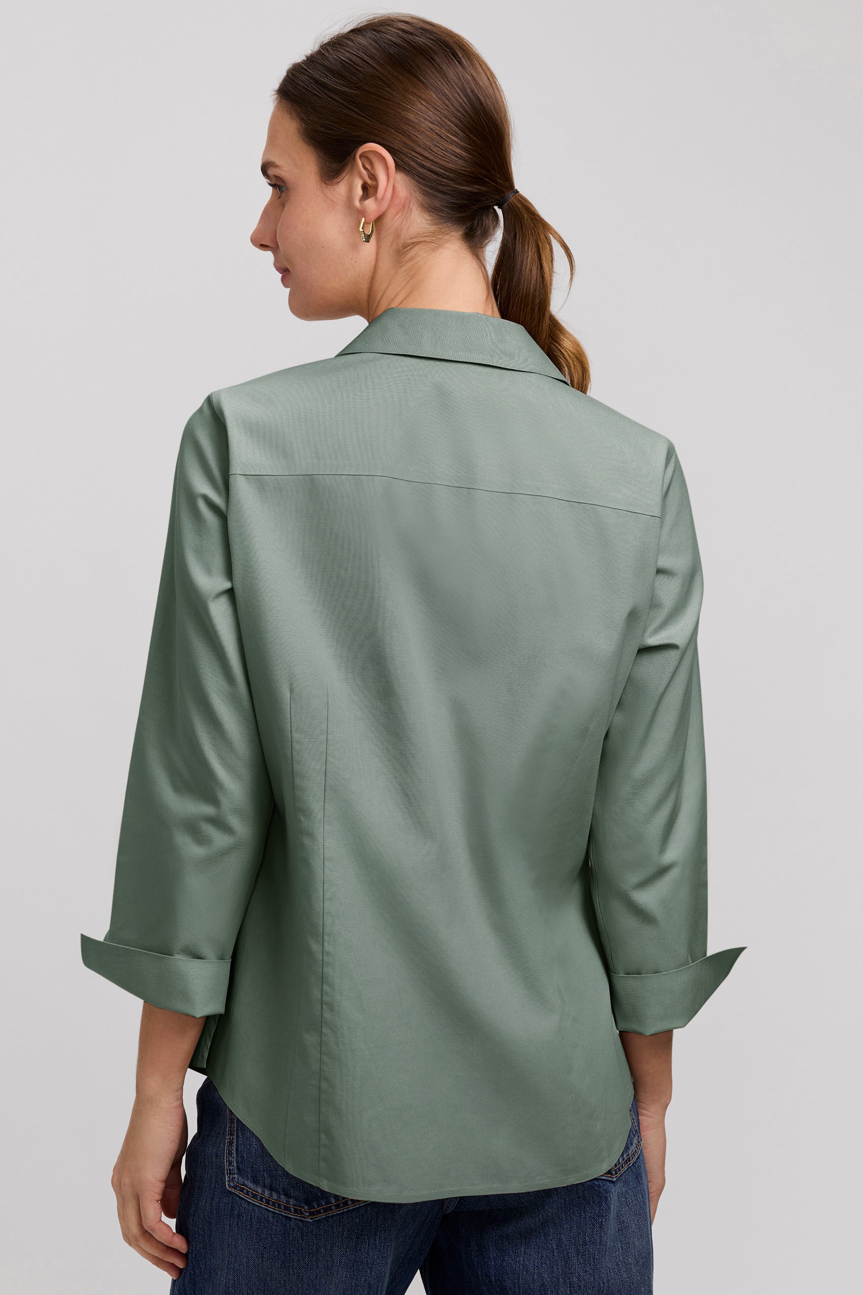 Taylor No Iron Pinpoint 3/4 Sleeve Shirt