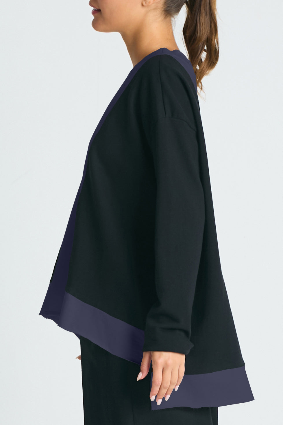 French Terry Color Block Sweatshirt