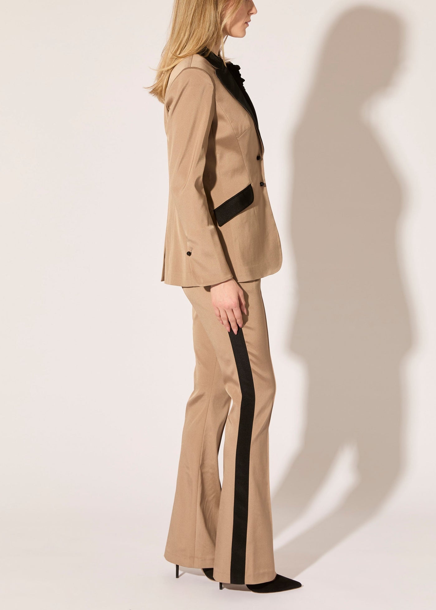 Liquid Suiting Tuxedo Flared Leg Pants