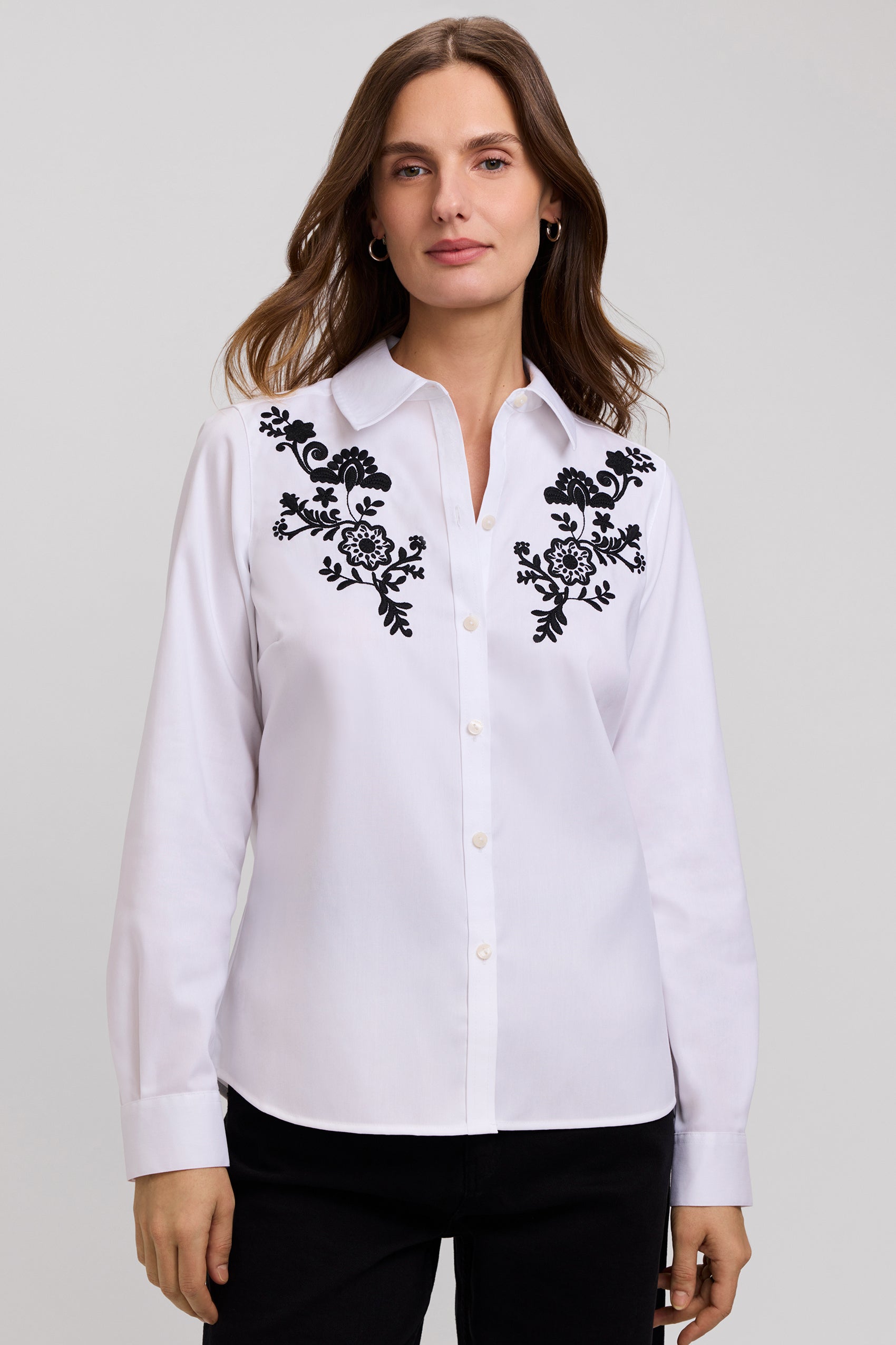 Hampton Chest Embroidery Long Sleeve Shirt