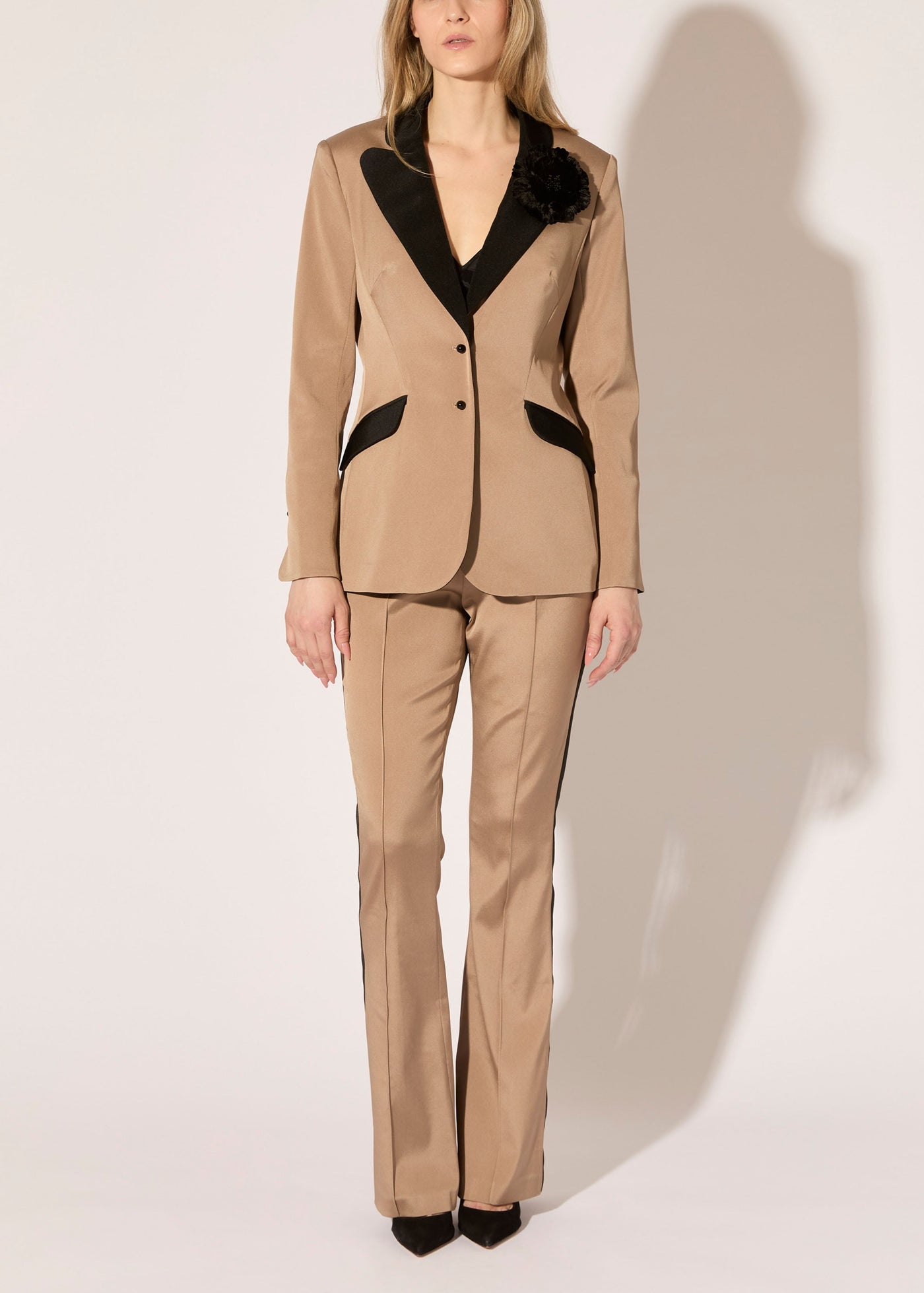 Liquid Suiting Tuxedo Flared Leg Pants