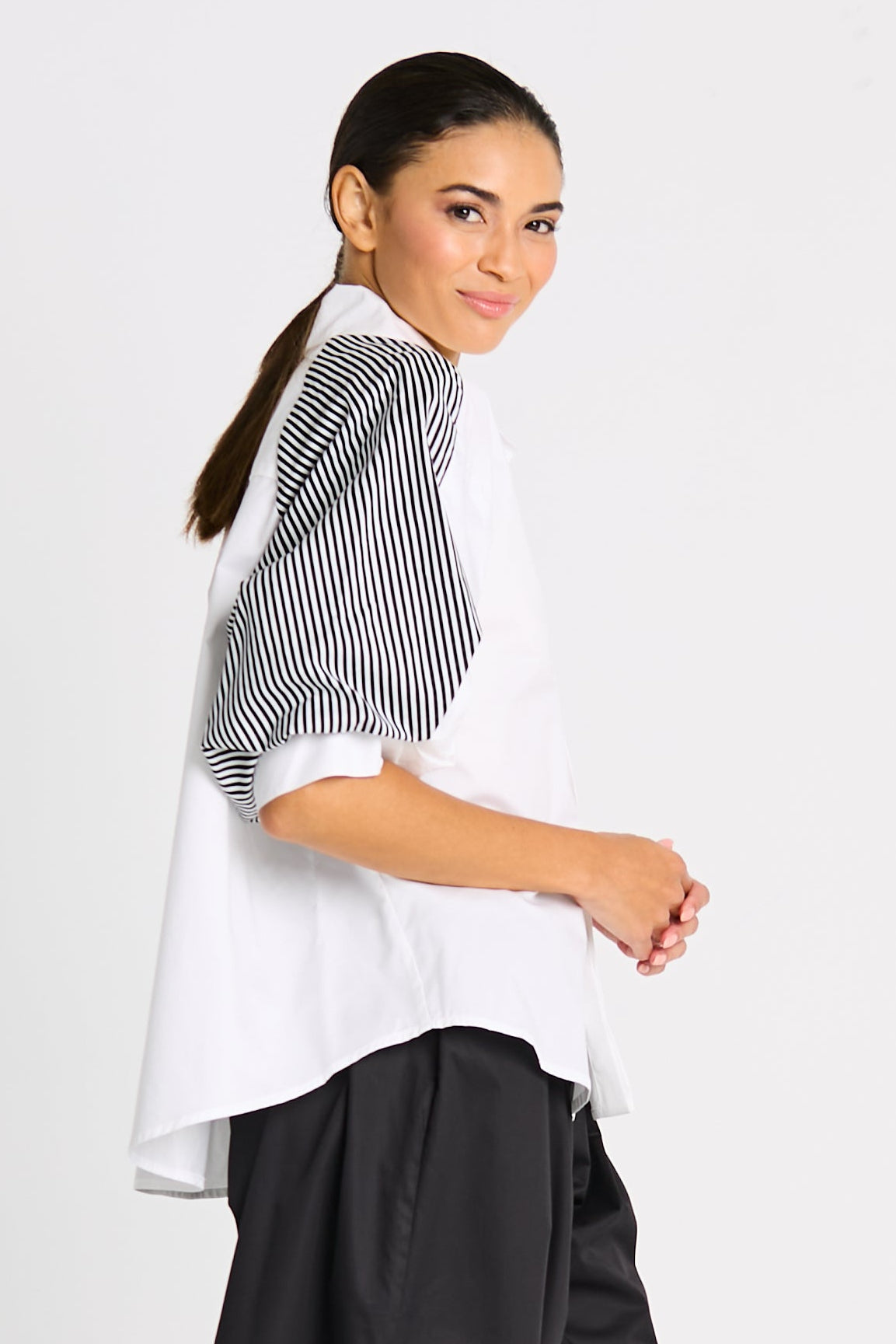 Cotton Balloon Sleeve Shirt
