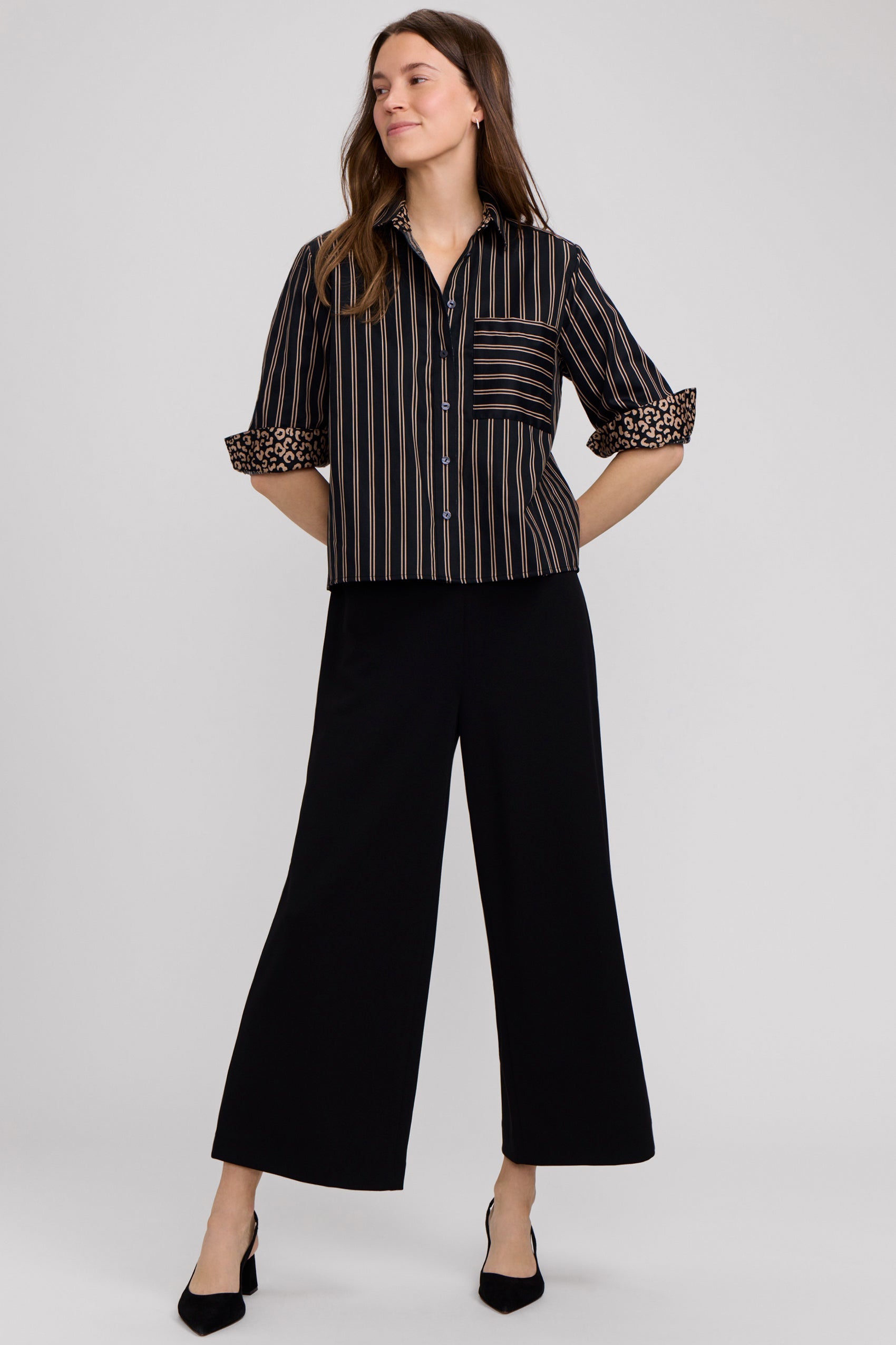 Jodie Animal Border Long Sleeve Short Shirt